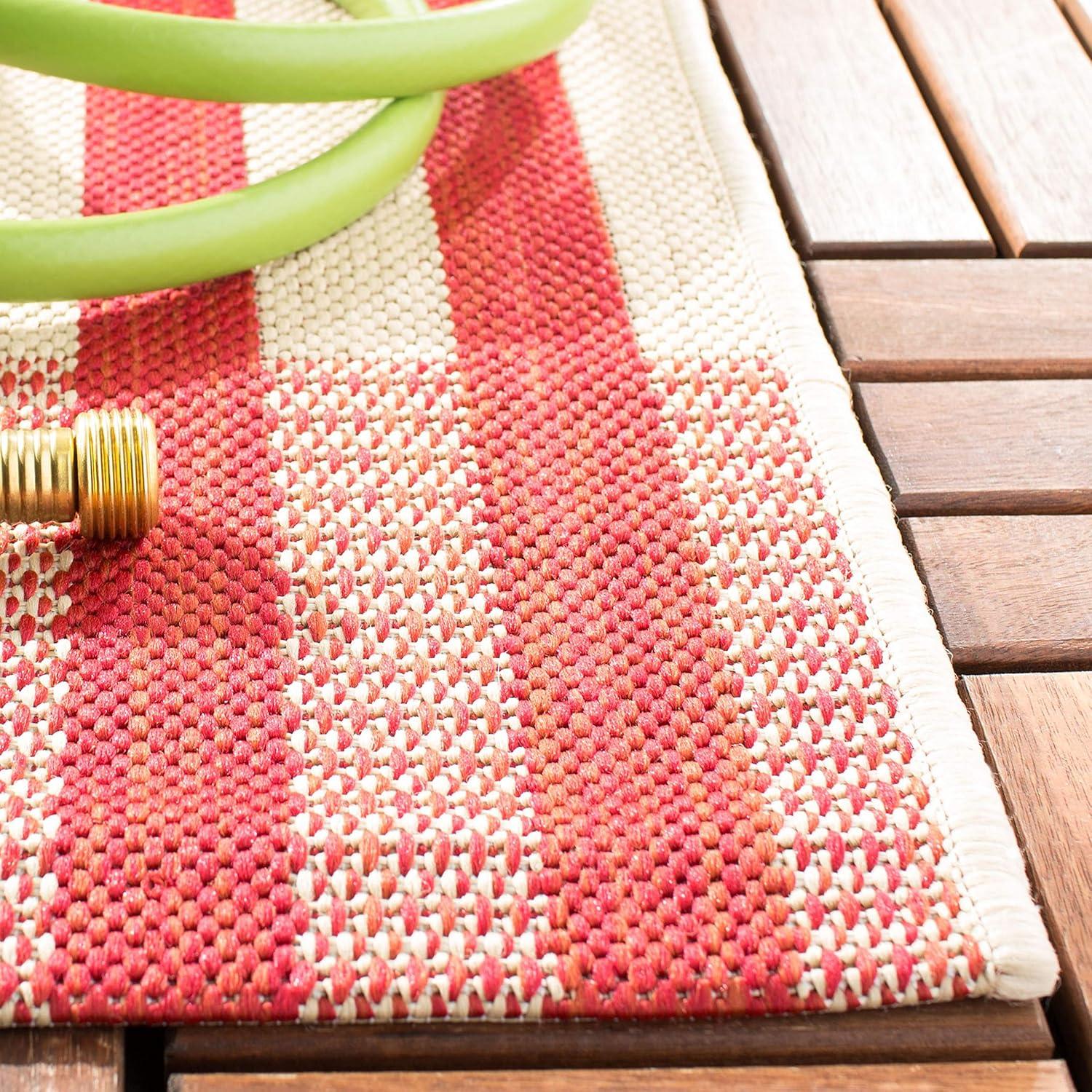image:imageSAFAVIEH Courtyard Collection 9 x 12 GreenBeige CY6201 Plaid IndoorOutdoor Waterproof EasyCleaning Patio Backyard Mudroom AreaRugRedBone