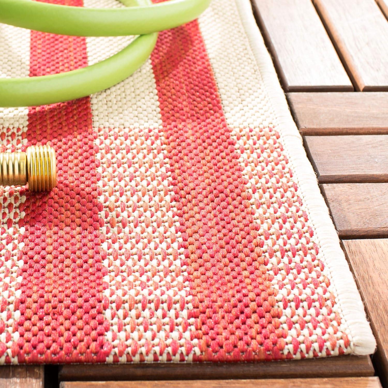 image:imageSAFAVIEH Courtyard Collection 9 x 12 GreenBeige CY6201 Plaid IndoorOutdoor Waterproof EasyCleaning Patio Backyard Mudroom AreaRugRedBone