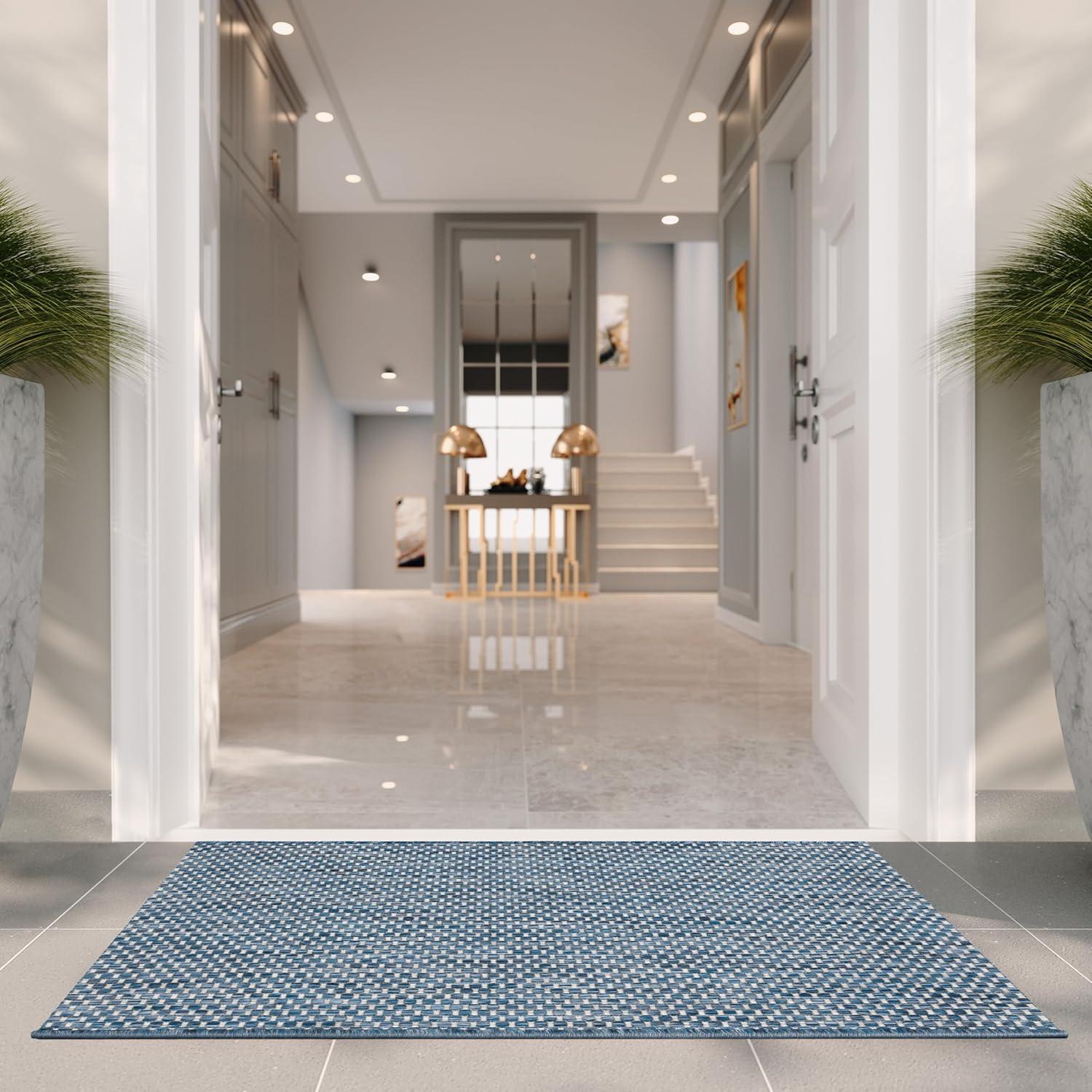 image:imageSAFAVIEH Courtyard Collection Area Rug 8 x 10 Natural amp Cream NonShedding amp Easy Care IndoorOutdoor amp WashableIdeal for Patio Backyard Mudroom CY852103012NavyGrey