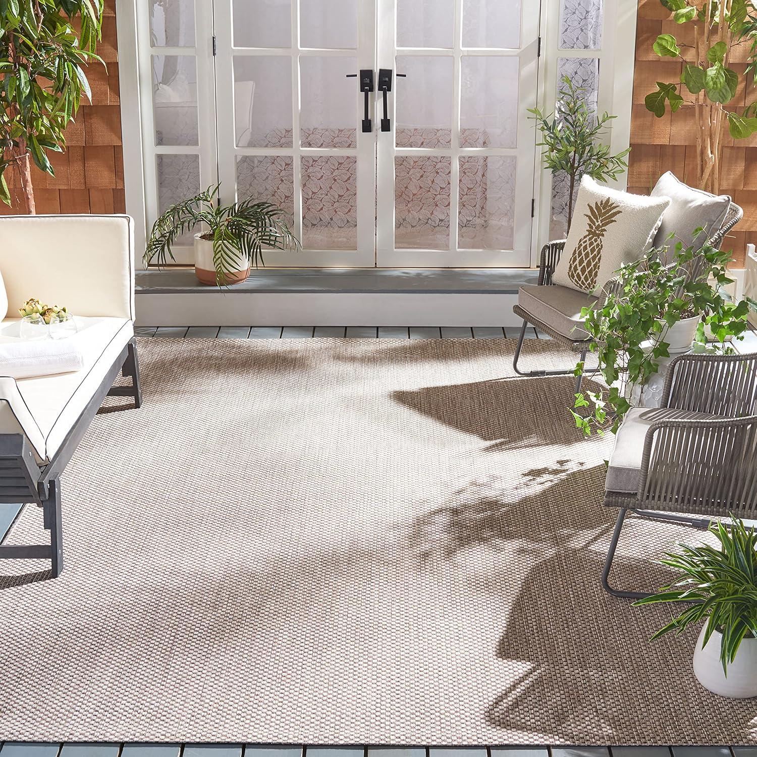 image:imageSAFAVIEH Courtyard Collection Area Rug 8 x 10 Natural amp Cream NonShedding amp Easy Care IndoorOutdoor amp WashableIdeal for Patio Backyard Mudroom CY852103012BeigeBrown