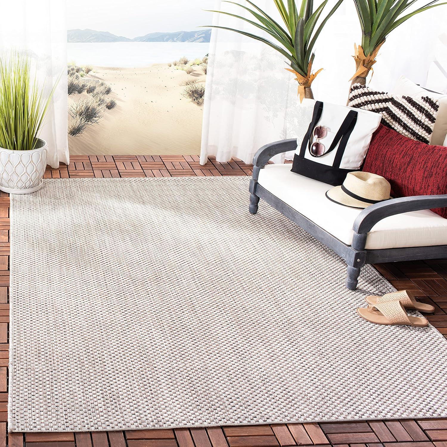 image:imageSAFAVIEH Courtyard Collection Area Rug 8 x 10 Natural amp Cream NonShedding amp Easy Care IndoorOutdoor amp WashableIdeal for Patio Backyard Mudroom CY852103012BeigeBrown