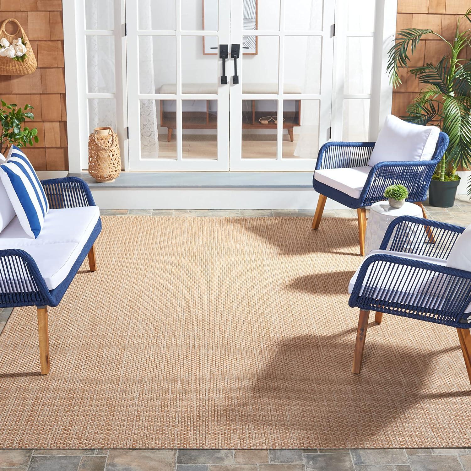 image:imageSAFAVIEH Courtyard Collection Area Rug 8 x 10 Natural amp Cream NonShedding amp Easy Care IndoorOutdoor amp WashableIdeal for Patio Backyard Mudroom CY852103012NaturalCream