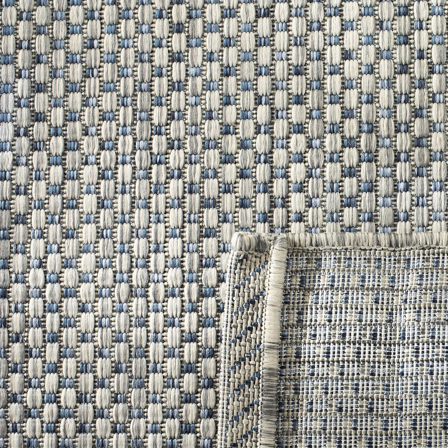 image:imageSAFAVIEH Courtyard Collection Area Rug 8 x 10 Natural amp Cream NonShedding amp Easy Care IndoorOutdoor amp WashableIdeal for Patio Backyard Mudroom CY852103012GreyNavy