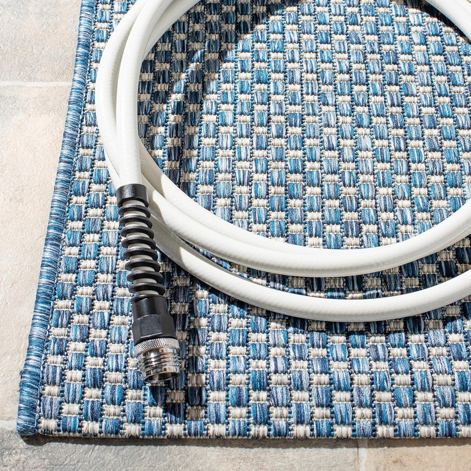 image:imageSAFAVIEH Courtyard Collection Area Rug 8 x 10 Natural amp Cream NonShedding amp Easy Care IndoorOutdoor amp WashableIdeal for Patio Backyard Mudroom CY852103012NavyGrey