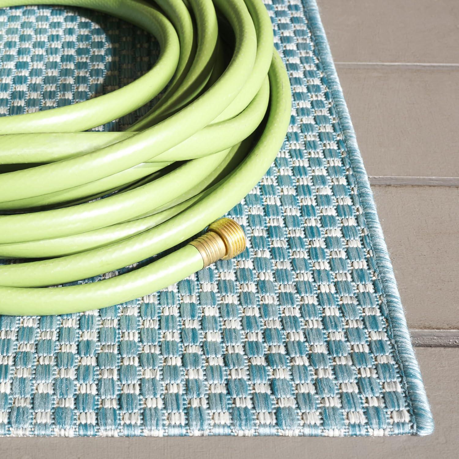image:imageSAFAVIEH Courtyard Collection Area Rug 8 x 10 Natural amp Cream NonShedding amp Easy Care IndoorOutdoor amp WashableIdeal for Patio Backyard Mudroom CY852103012AquaGrey