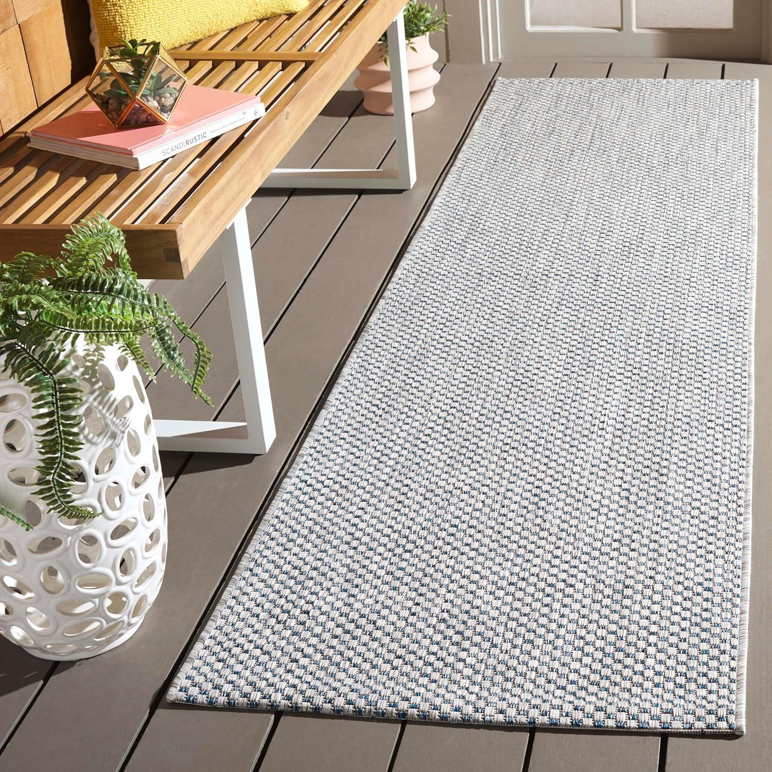 image:imageSAFAVIEH Courtyard Collection Area Rug 8 x 10 Natural amp Cream NonShedding amp Easy Care IndoorOutdoor amp WashableIdeal for Patio Backyard Mudroom CY852103012GreyNavy