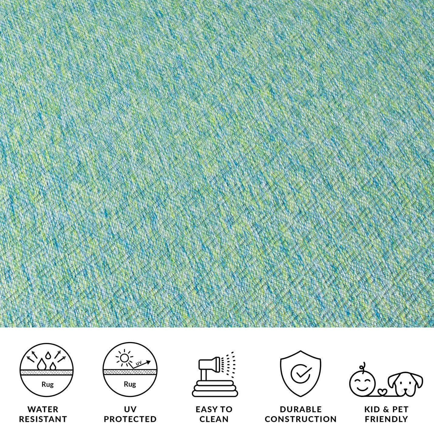 image:imageSAFAVIEH Courtyard Collection Area Rug 8 x 10 Natural amp Cream NonShedding amp Easy Care IndoorOutdoor amp WashableIdeal for Patio Backyard Mudroom CY852103012GreenBlue