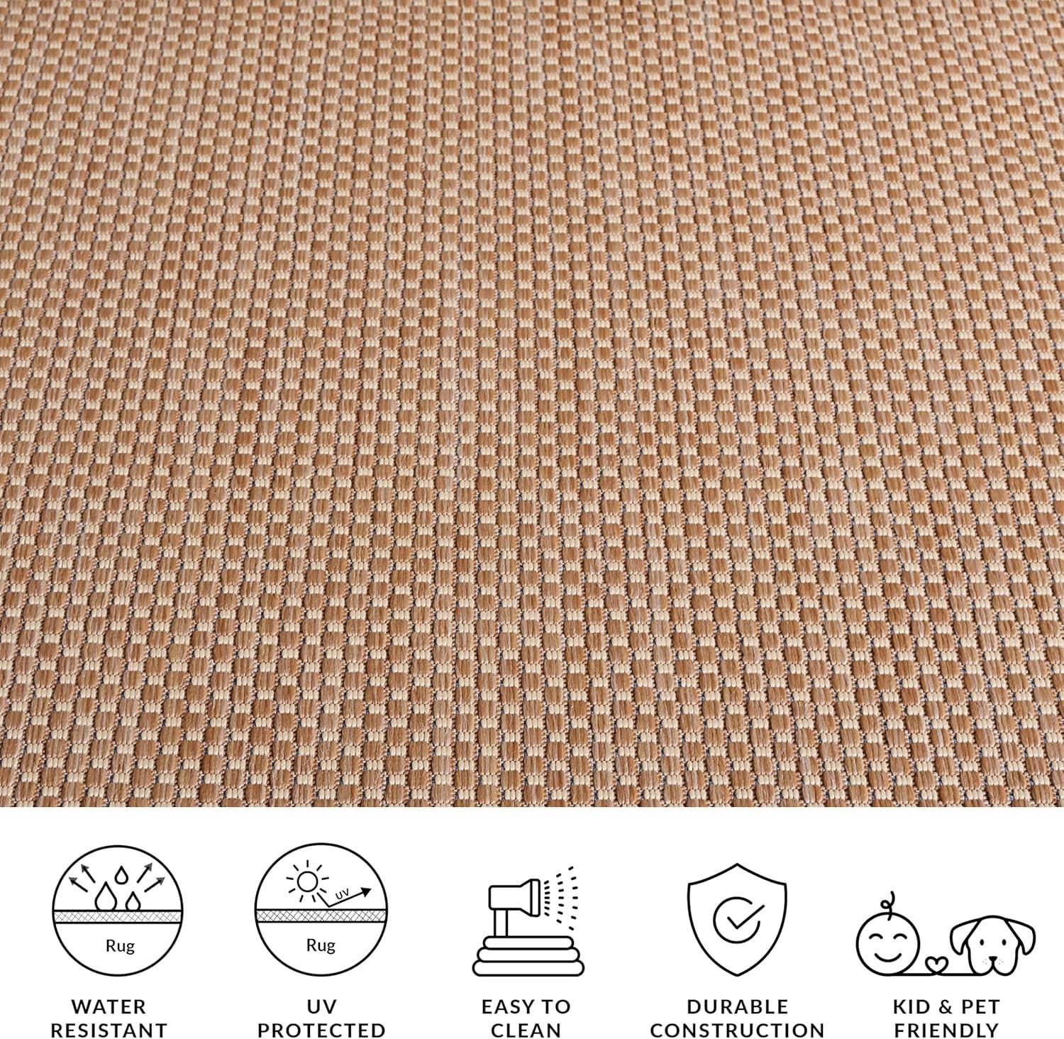 image:imageSAFAVIEH Courtyard Collection Area Rug 8 x 10 Natural amp Cream NonShedding amp Easy Care IndoorOutdoor amp WashableIdeal for Patio Backyard Mudroom CY852103012NaturalCream