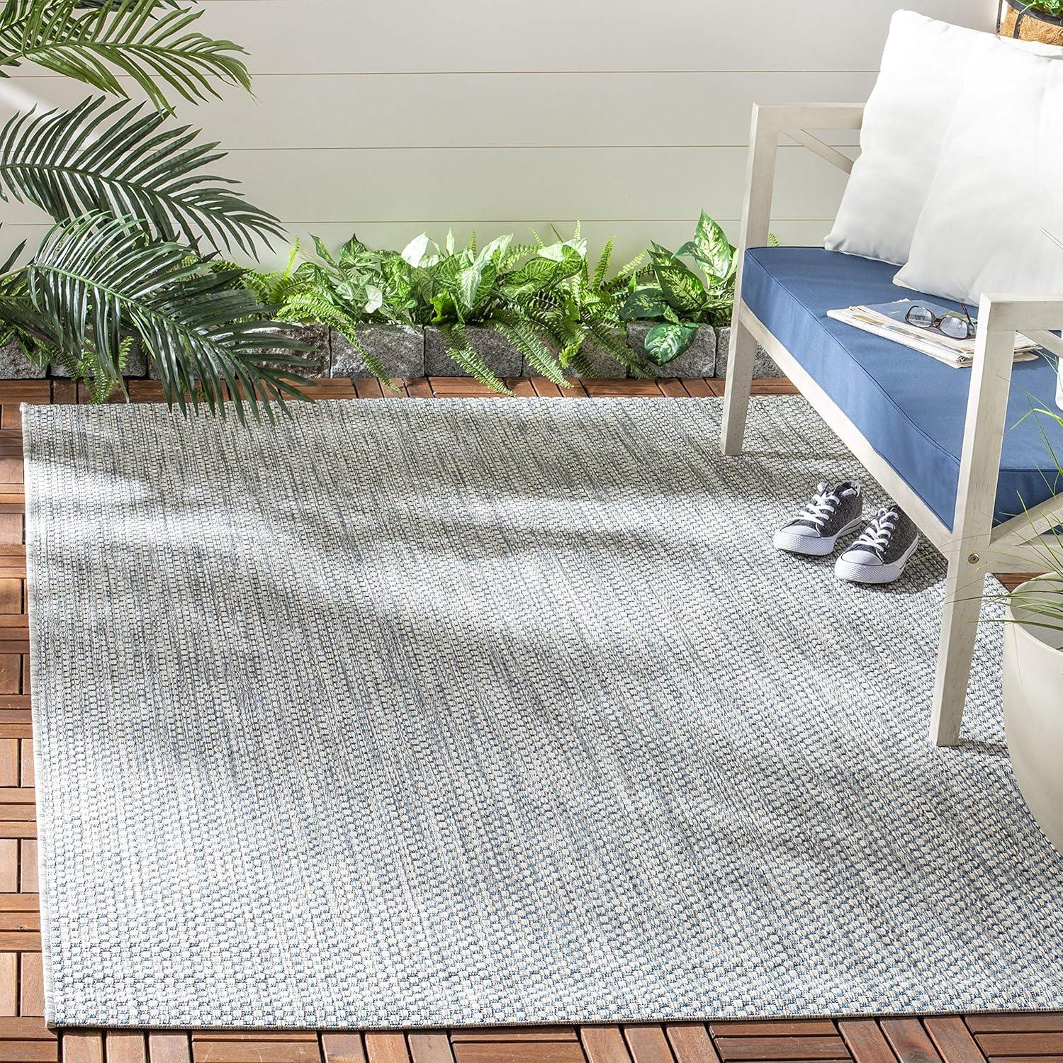 image:imageSAFAVIEH Courtyard Collection Area Rug 8 x 10 Natural amp Cream NonShedding amp Easy Care IndoorOutdoor amp WashableIdeal for Patio Backyard Mudroom CY852103012GreyNavy