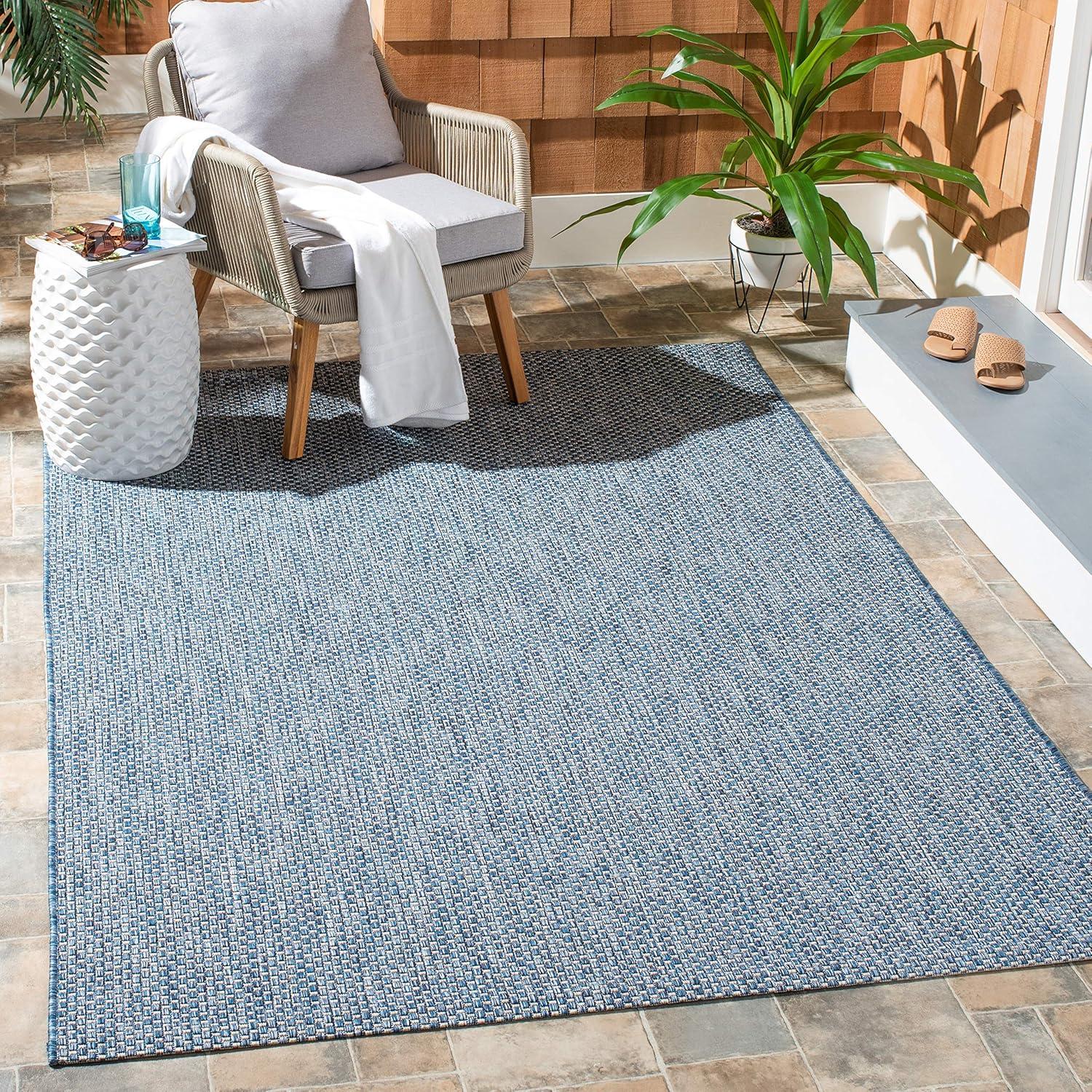 image:imageSAFAVIEH Courtyard Collection Area Rug 8 x 10 Natural amp Cream NonShedding amp Easy Care IndoorOutdoor amp WashableIdeal for Patio Backyard Mudroom CY852103012NavyGrey