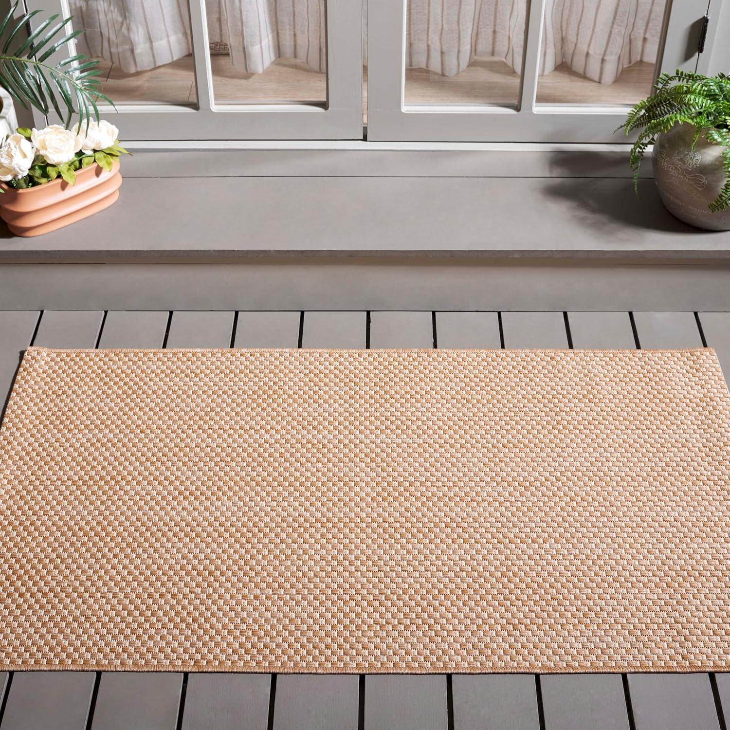 image:imageSAFAVIEH Courtyard Collection Area Rug 8 x 10 Natural amp Cream NonShedding amp Easy Care IndoorOutdoor amp WashableIdeal for Patio Backyard Mudroom CY852103012NaturalCream