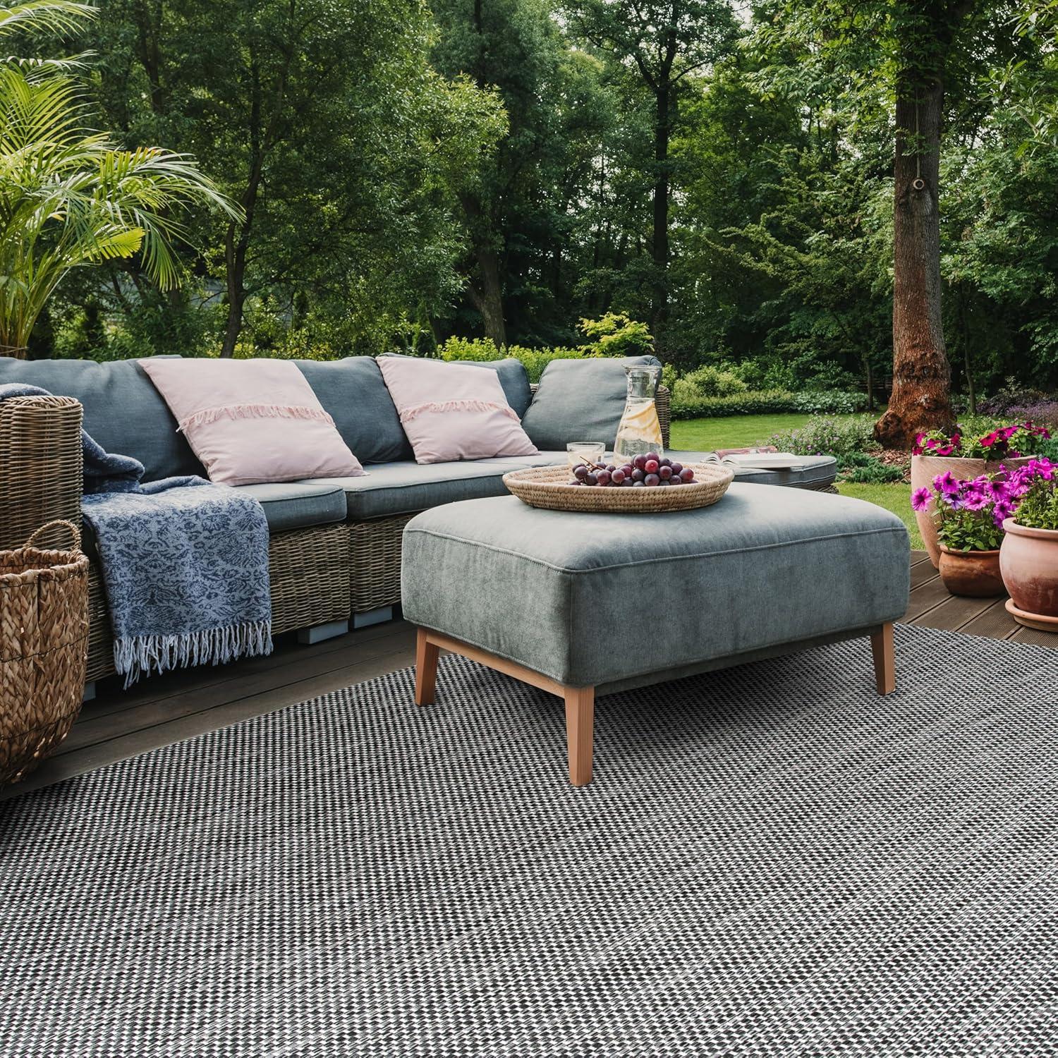image:imageSAFAVIEH Courtyard Collection Area Rug 8 x 10 Natural amp Cream NonShedding amp Easy Care IndoorOutdoor amp WashableIdeal for Patio Backyard Mudroom CY852103012BlackBeige