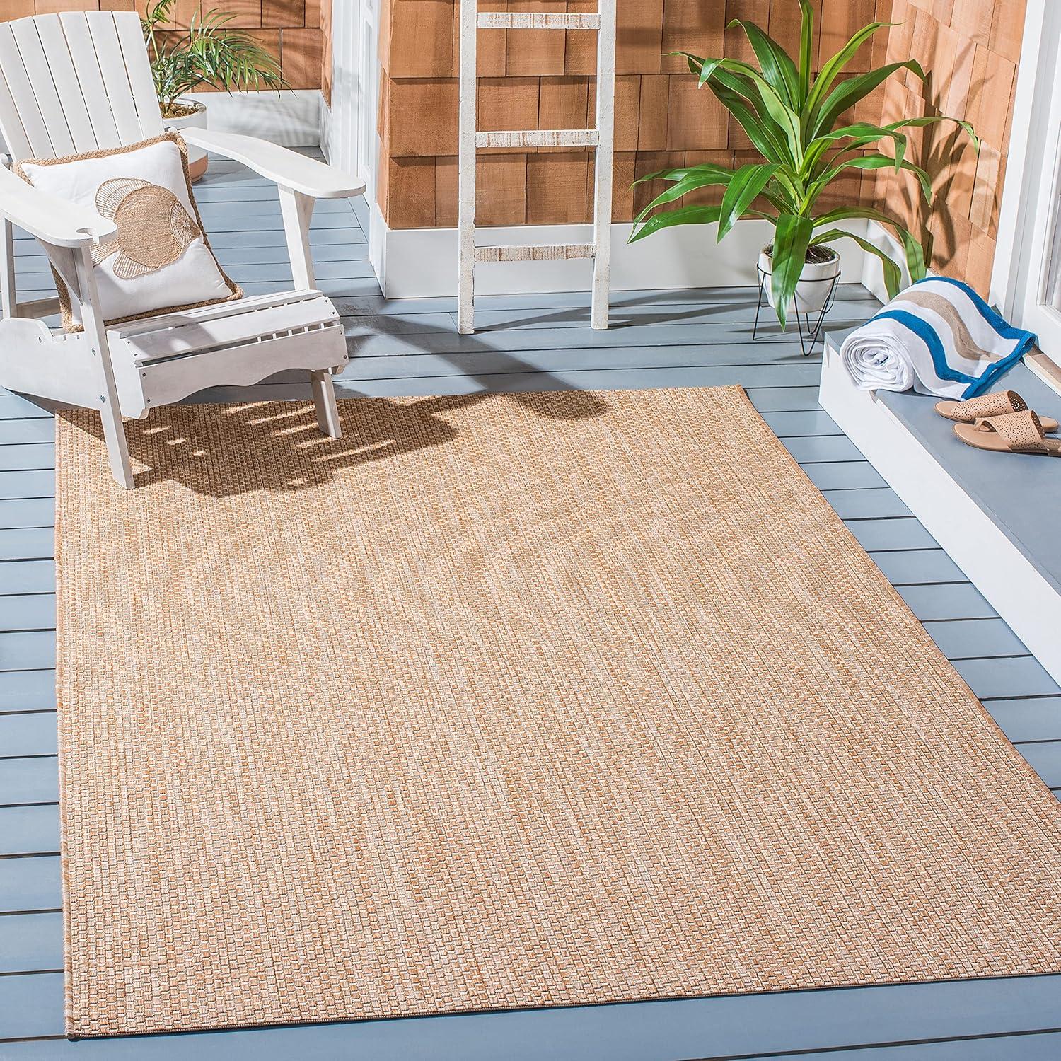 image:imageSAFAVIEH Courtyard Collection Area Rug 8 x 10 Natural amp Cream NonShedding amp Easy Care IndoorOutdoor amp WashableIdeal for Patio Backyard Mudroom CY852103012NaturalCream