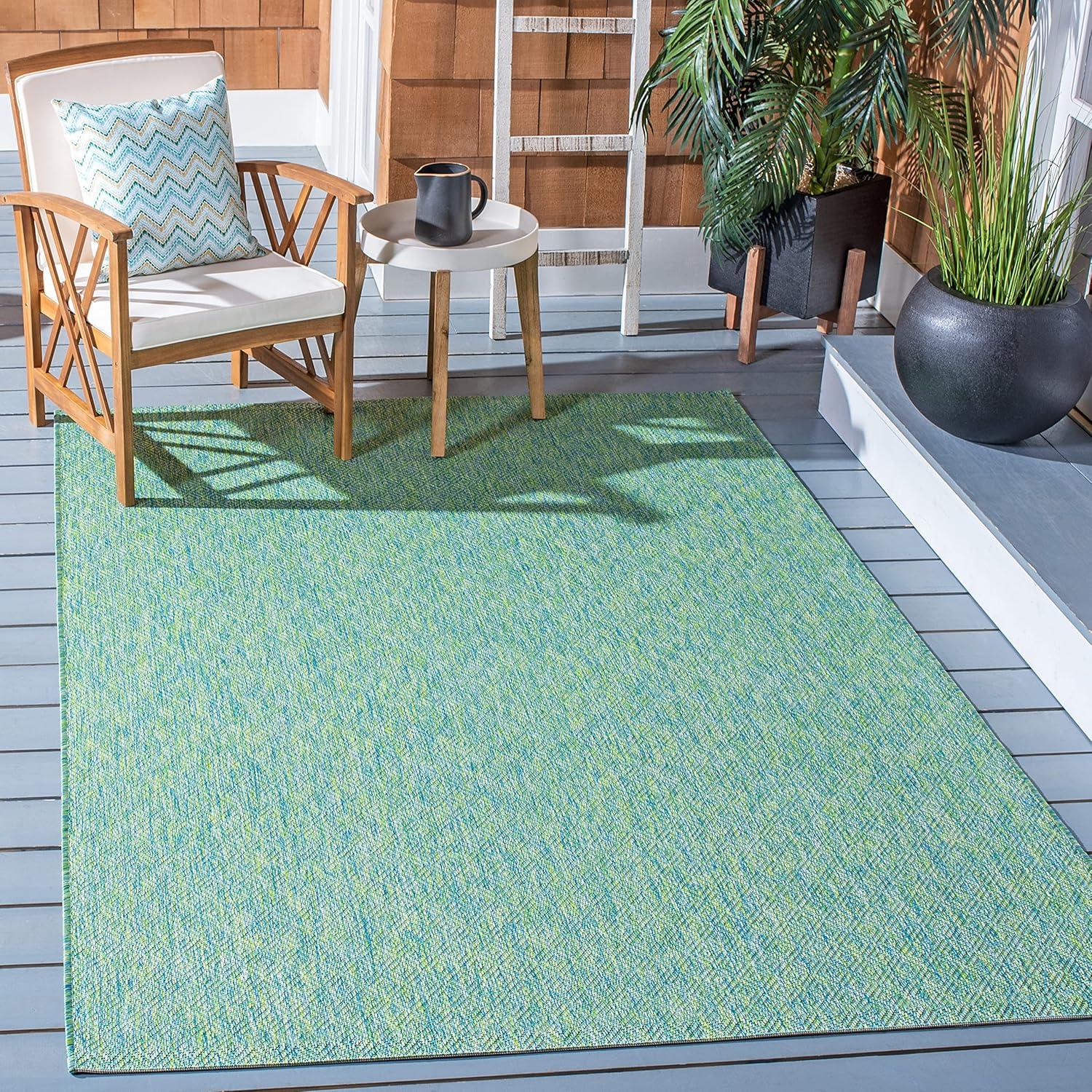 image:imageSAFAVIEH Courtyard Collection Area Rug 8 x 10 Natural amp Cream NonShedding amp Easy Care IndoorOutdoor amp WashableIdeal for Patio Backyard Mudroom CY852103012GreenBlue