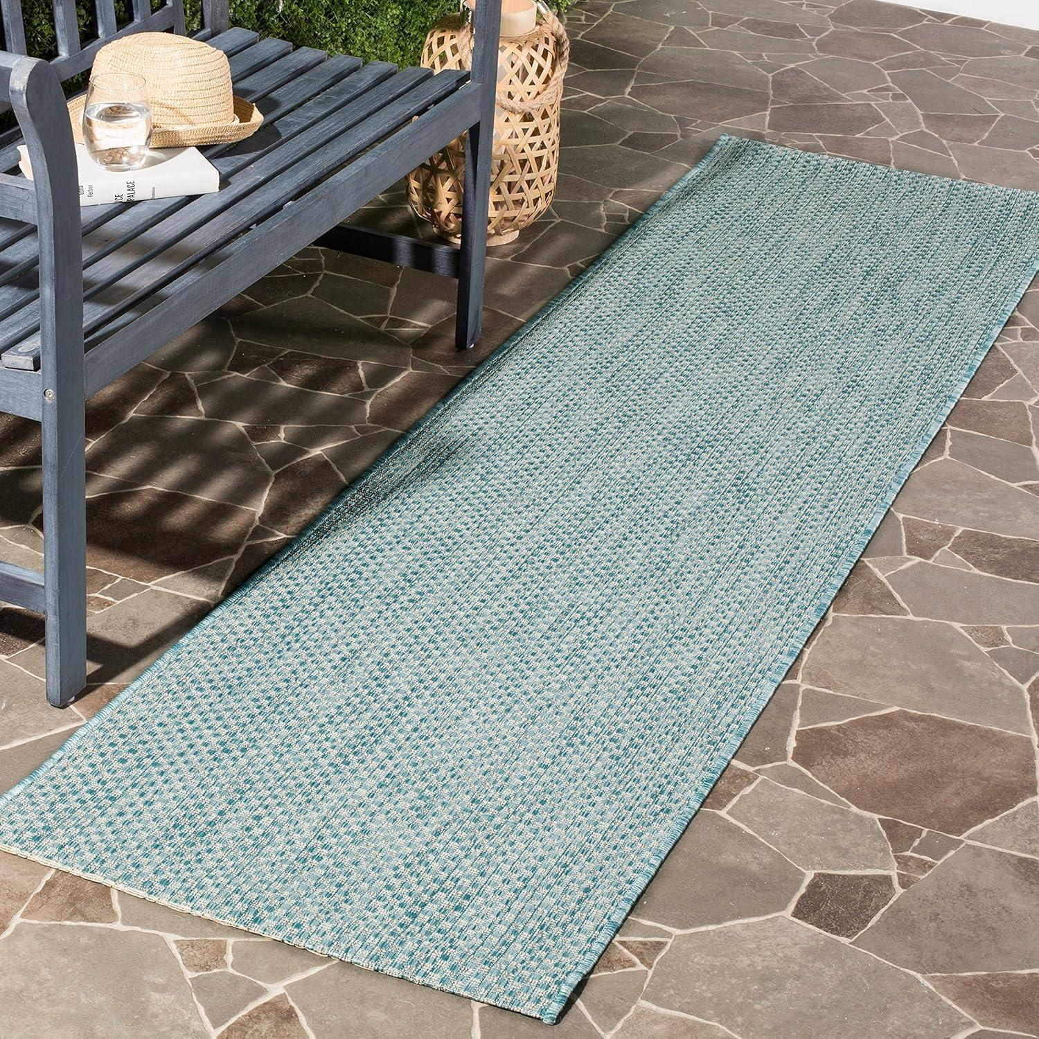 image:imageSAFAVIEH Courtyard Collection Area Rug 8 x 10 Natural amp Cream NonShedding amp Easy Care IndoorOutdoor amp WashableIdeal for Patio Backyard Mudroom CY852103012AquaGrey