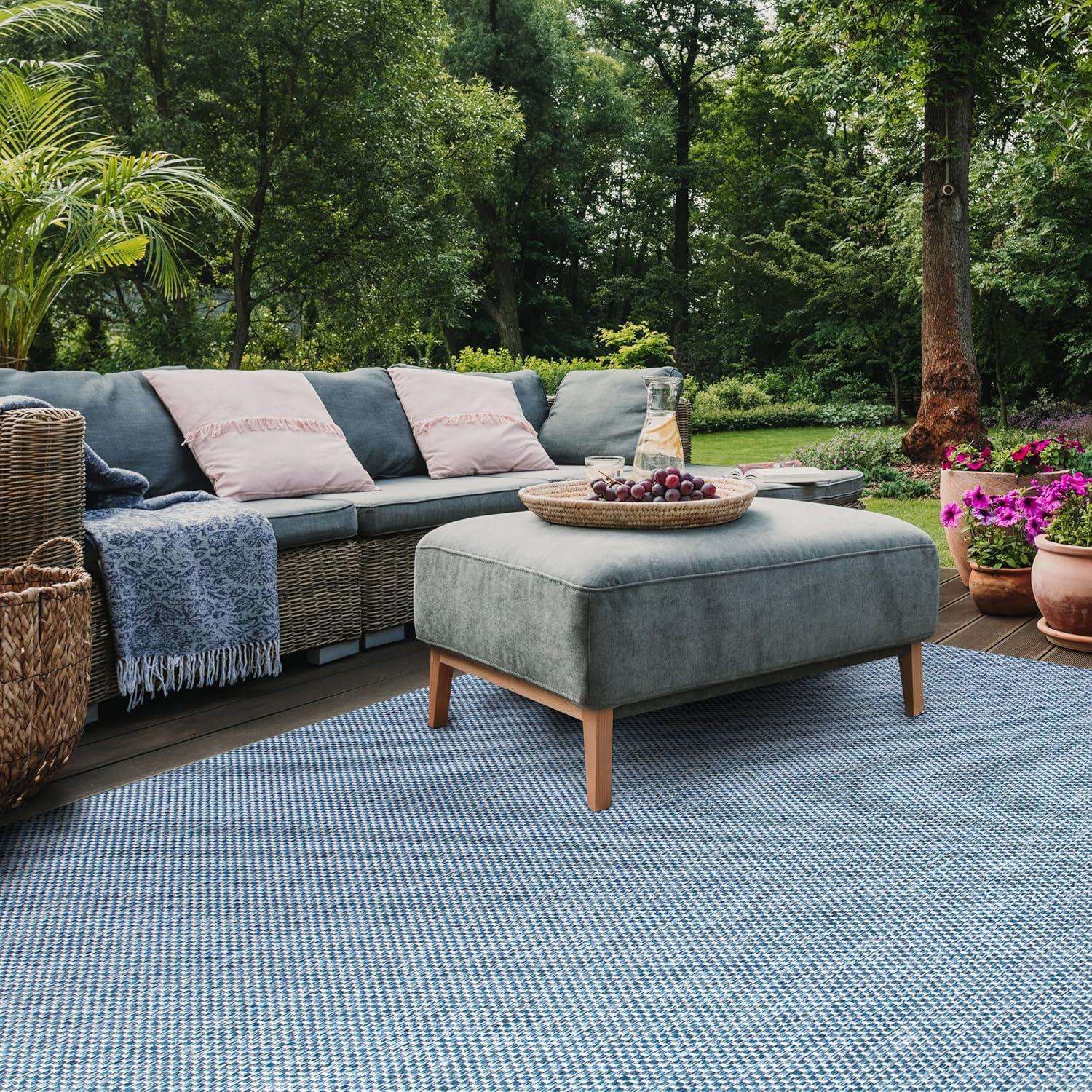 image:imageSAFAVIEH Courtyard Collection Area Rug 8 x 10 Natural amp Cream NonShedding amp Easy Care IndoorOutdoor amp WashableIdeal for Patio Backyard Mudroom CY852103012NavyGrey
