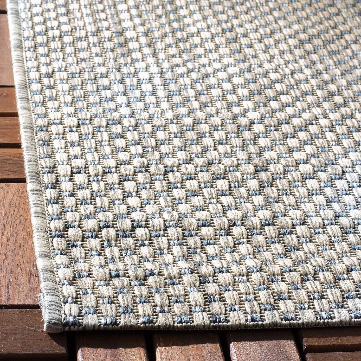 image:imageSAFAVIEH Courtyard Collection Area Rug 8 x 10 Natural amp Cream NonShedding amp Easy Care IndoorOutdoor amp WashableIdeal for Patio Backyard Mudroom CY852103012GreyNavy