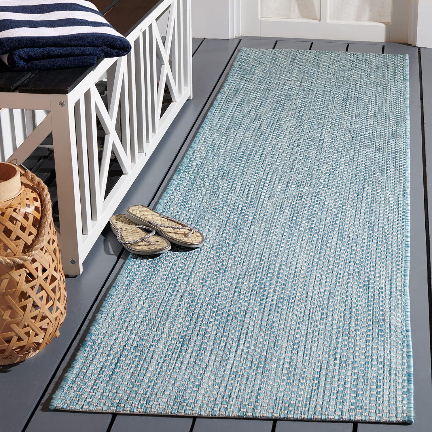 image:imageSAFAVIEH Courtyard Collection Area Rug 8 x 10 Natural amp Cream NonShedding amp Easy Care IndoorOutdoor amp WashableIdeal for Patio Backyard Mudroom CY852103012AquaGrey