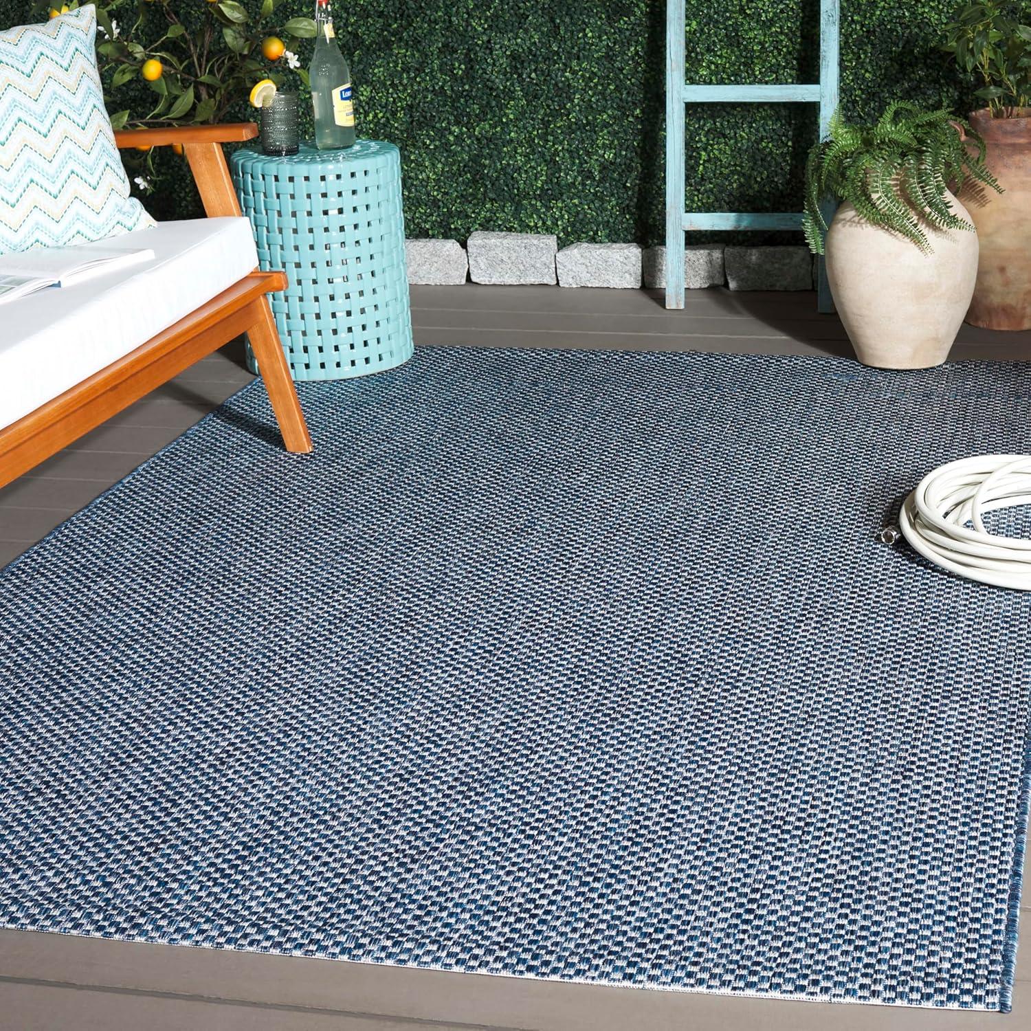 image:imageSAFAVIEH Courtyard Collection Area Rug 8 x 10 Natural amp Cream NonShedding amp Easy Care IndoorOutdoor amp WashableIdeal for Patio Backyard Mudroom CY852103012NavyGrey