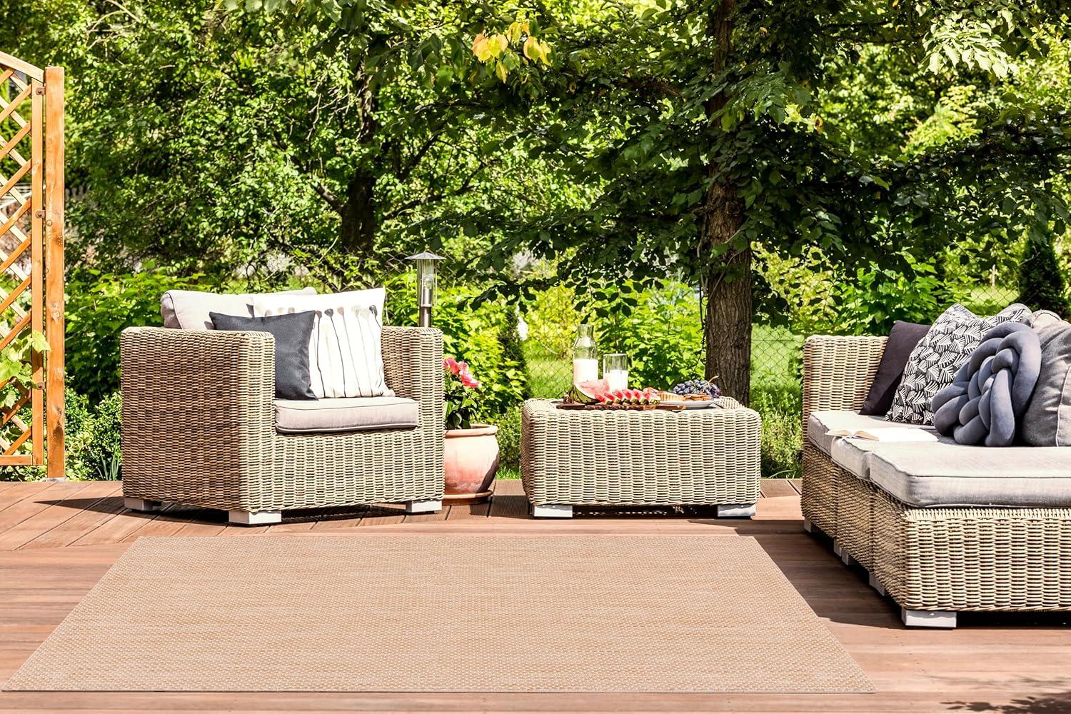 image:imageSAFAVIEH Courtyard Collection Area Rug 8 x 10 Natural amp Cream NonShedding amp Easy Care IndoorOutdoor amp WashableIdeal for Patio Backyard Mudroom CY852103012NaturalCream