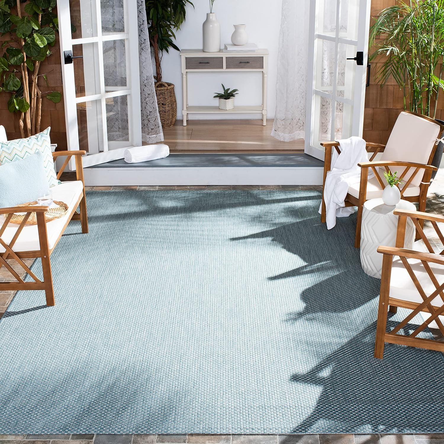 image:imageSAFAVIEH Courtyard Collection Area Rug 8 x 10 Natural amp Cream NonShedding amp Easy Care IndoorOutdoor amp WashableIdeal for Patio Backyard Mudroom CY852103012AquaGrey