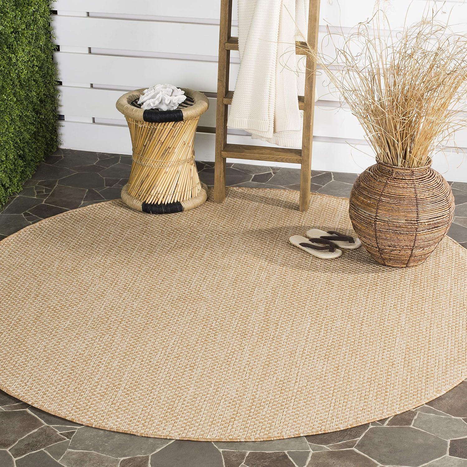 image:imageSAFAVIEH Courtyard Collection Area Rug 8 x 10 Natural amp Cream NonShedding amp Easy Care IndoorOutdoor amp WashableIdeal for Patio Backyard Mudroom CY852103012NaturalCream