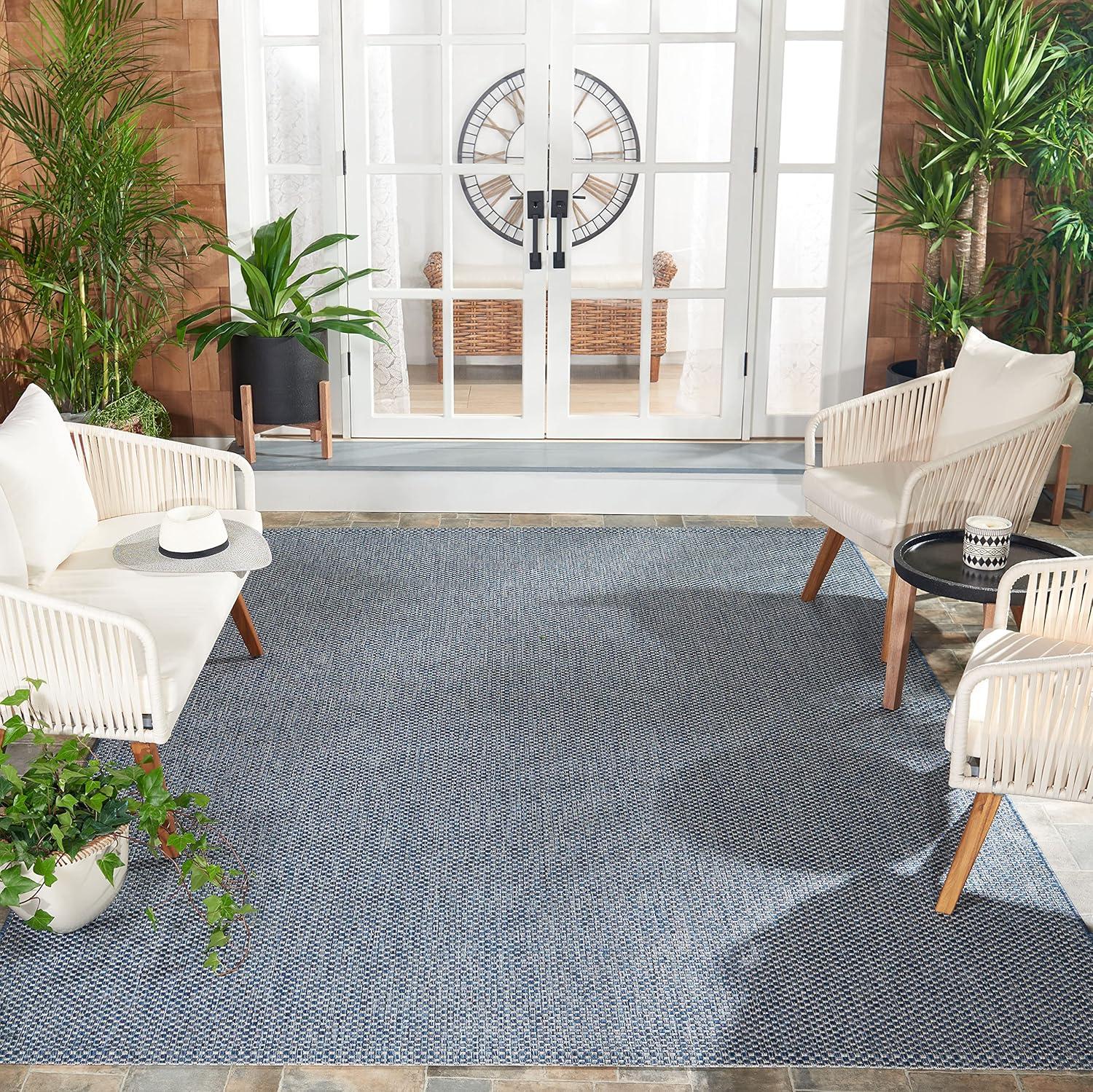 image:imageSAFAVIEH Courtyard Collection Area Rug 8 x 10 Natural amp Cream NonShedding amp Easy Care IndoorOutdoor amp WashableIdeal for Patio Backyard Mudroom CY852103012NavyGrey
