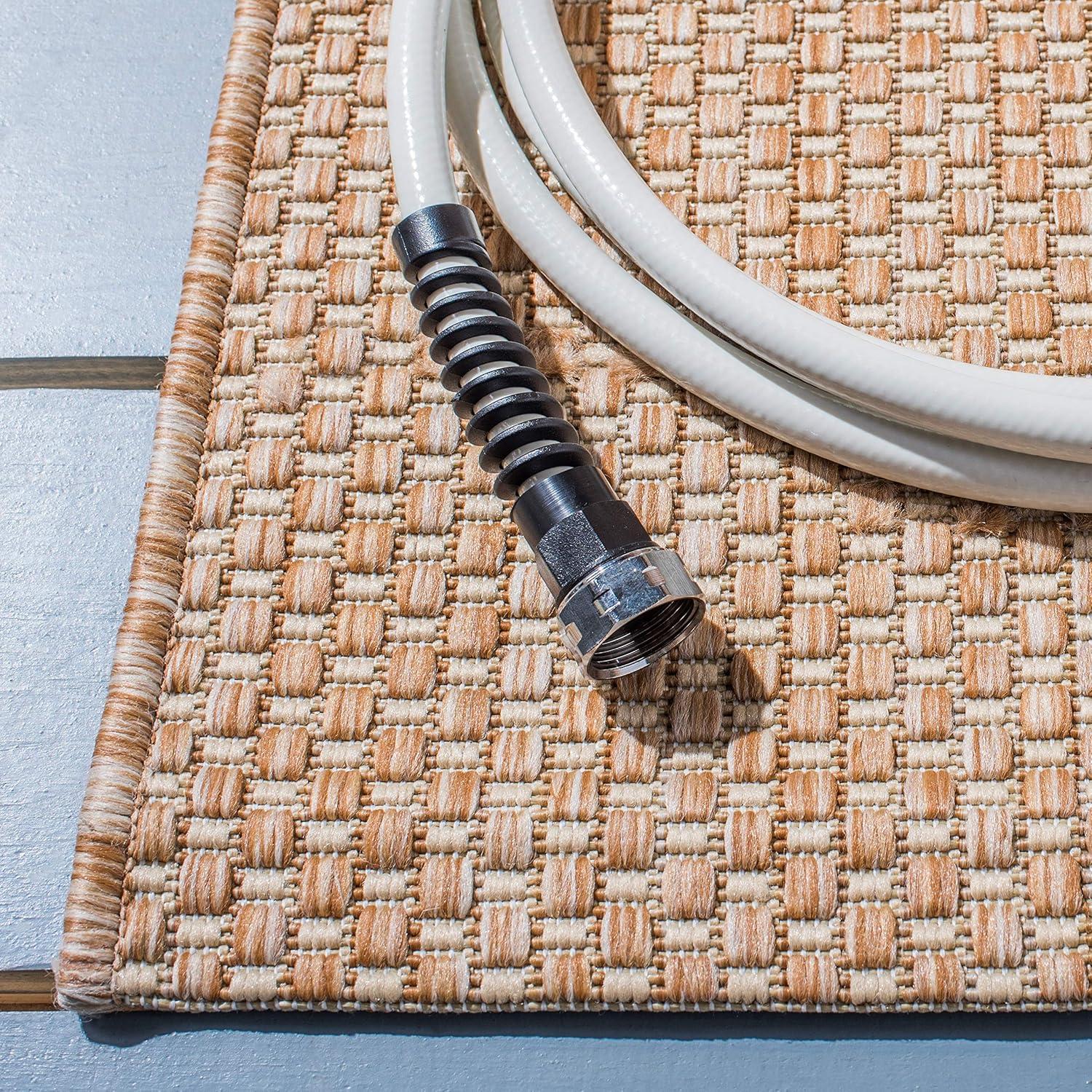 image:imageSAFAVIEH Courtyard Collection Area Rug 8 x 10 Natural amp Cream NonShedding amp Easy Care IndoorOutdoor amp WashableIdeal for Patio Backyard Mudroom CY852103012NaturalCream