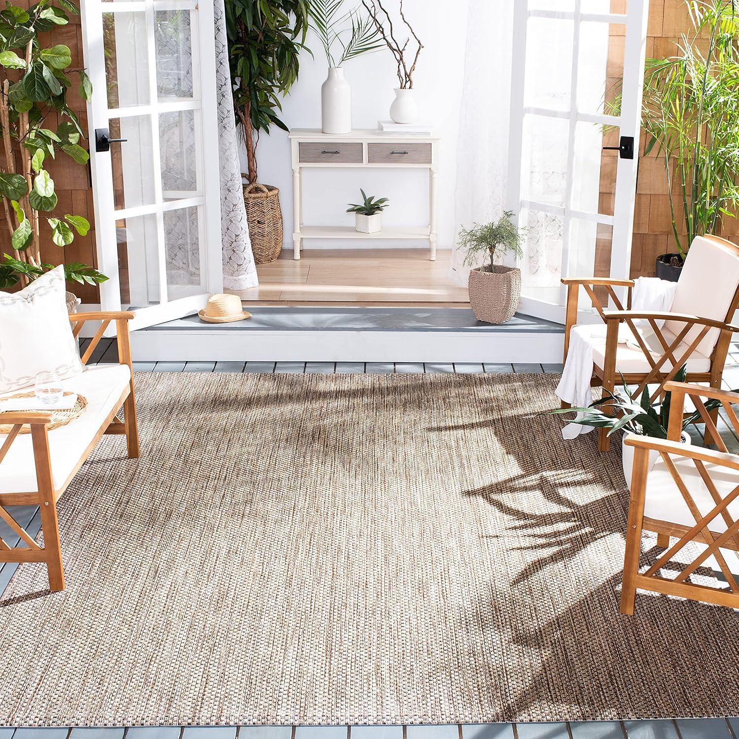image:imageSAFAVIEH Courtyard Collection Area Rug 8 x 10 Natural amp Cream NonShedding amp Easy Care IndoorOutdoor amp WashableIdeal for Patio Backyard Mudroom CY852103012NaturalBlack