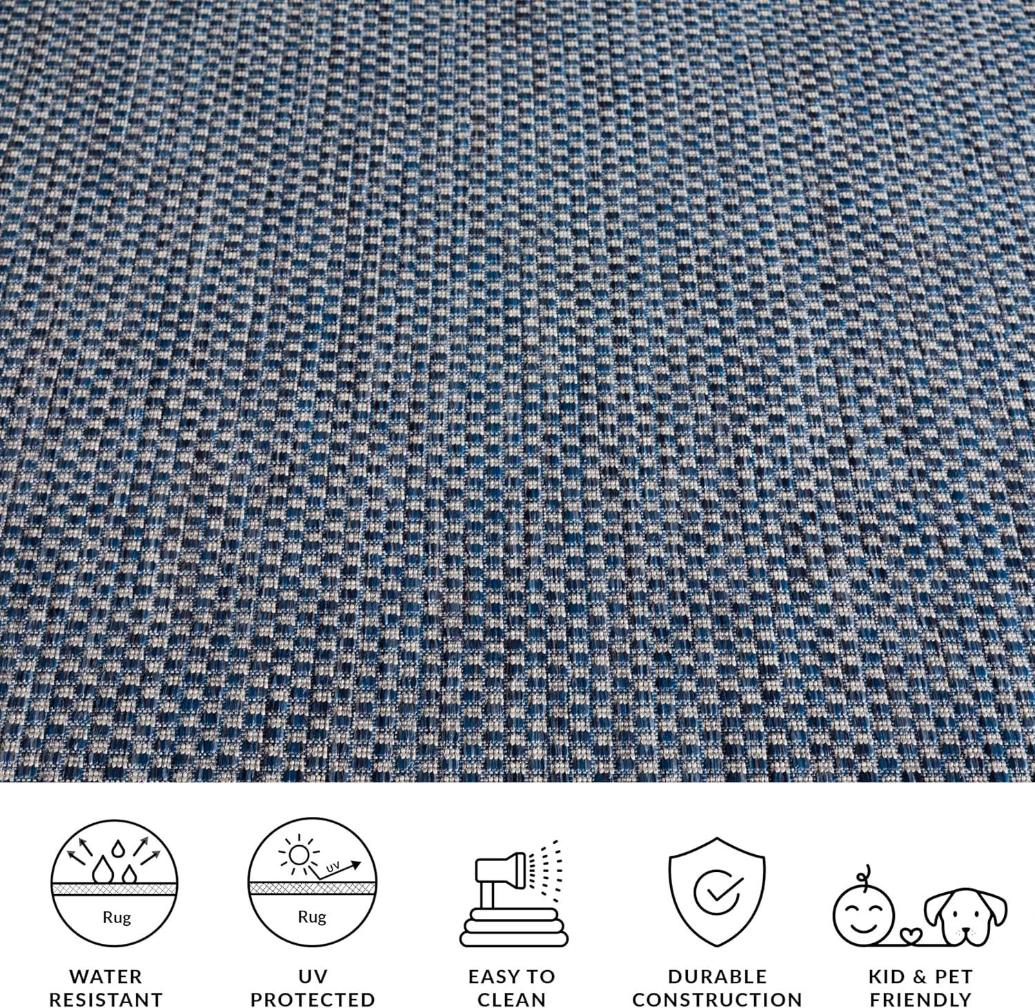 image:imageSAFAVIEH Courtyard Collection Area Rug 8 x 10 Natural amp Cream NonShedding amp Easy Care IndoorOutdoor amp WashableIdeal for Patio Backyard Mudroom CY852103012NavyGrey
