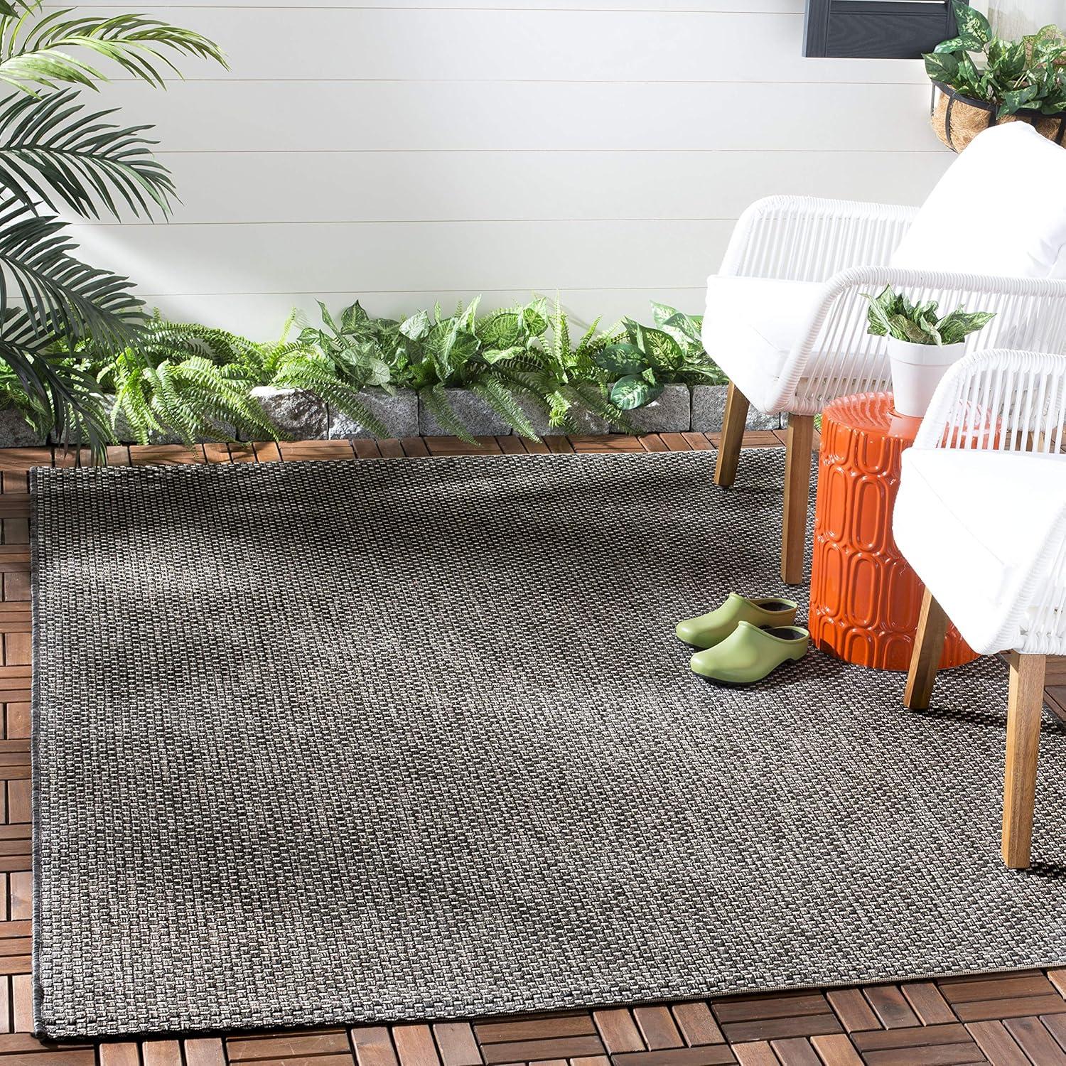 image:imageSAFAVIEH Courtyard Collection Area Rug 8 x 10 Natural amp Cream NonShedding amp Easy Care IndoorOutdoor amp WashableIdeal for Patio Backyard Mudroom CY852103012BlackBeige