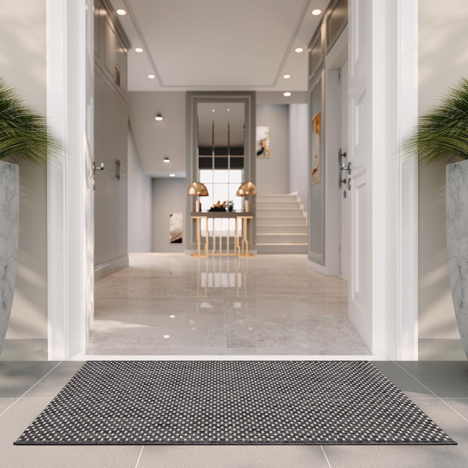 image:imageSAFAVIEH Courtyard Collection Area Rug 8 x 10 Natural amp Cream NonShedding amp Easy Care IndoorOutdoor amp WashableIdeal for Patio Backyard Mudroom CY852103012BlackBeige