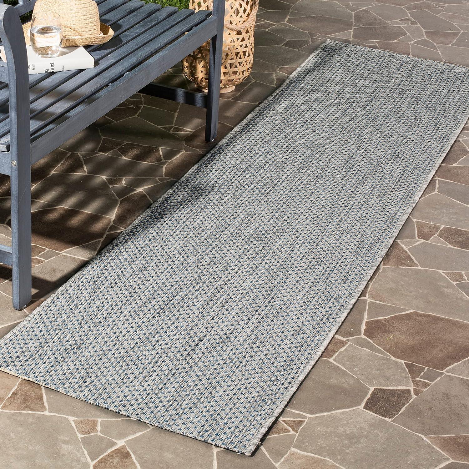 image:imageSAFAVIEH Courtyard Collection Area Rug 8 x 10 Natural amp Cream NonShedding amp Easy Care IndoorOutdoor amp WashableIdeal for Patio Backyard Mudroom CY852103012GreyNavy