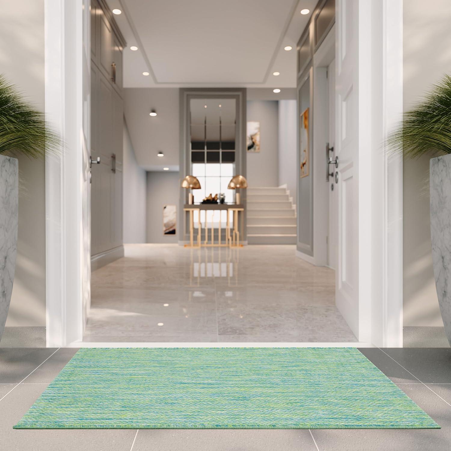 image:imageSAFAVIEH Courtyard Collection Area Rug 8 x 10 Natural amp Cream NonShedding amp Easy Care IndoorOutdoor amp WashableIdeal for Patio Backyard Mudroom CY852103012GreenBlue