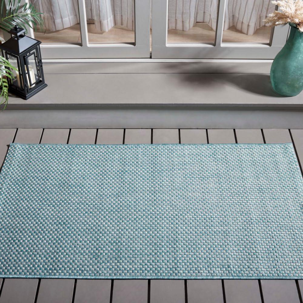 image:imageSAFAVIEH Courtyard Collection Area Rug 8 x 10 Natural amp Cream NonShedding amp Easy Care IndoorOutdoor amp WashableIdeal for Patio Backyard Mudroom CY852103012AquaGrey
