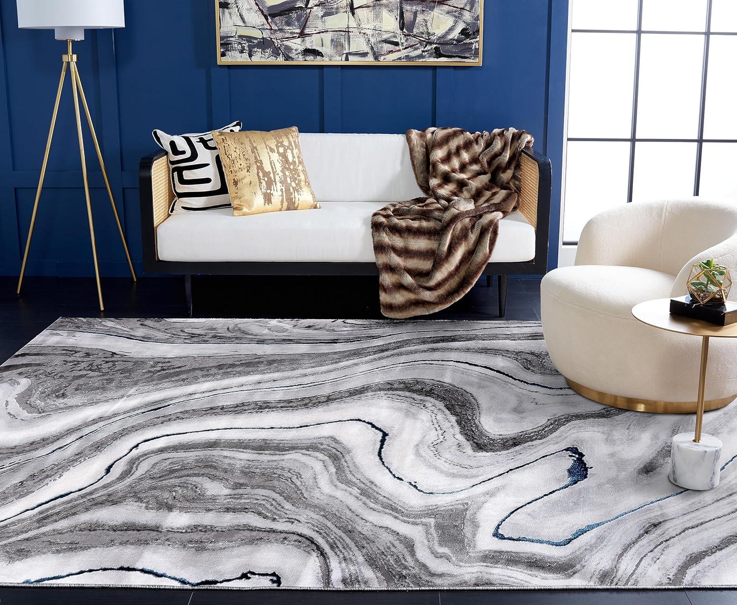 image:imageSAFAVIEH Craft Collection Area Rug 8 x 10 Grey amp Gold Modern Abstract Design NonShedding amp Easy Care Ideal for High Traffic Areas in Living Room Bedroom CFT819FGreyBlue