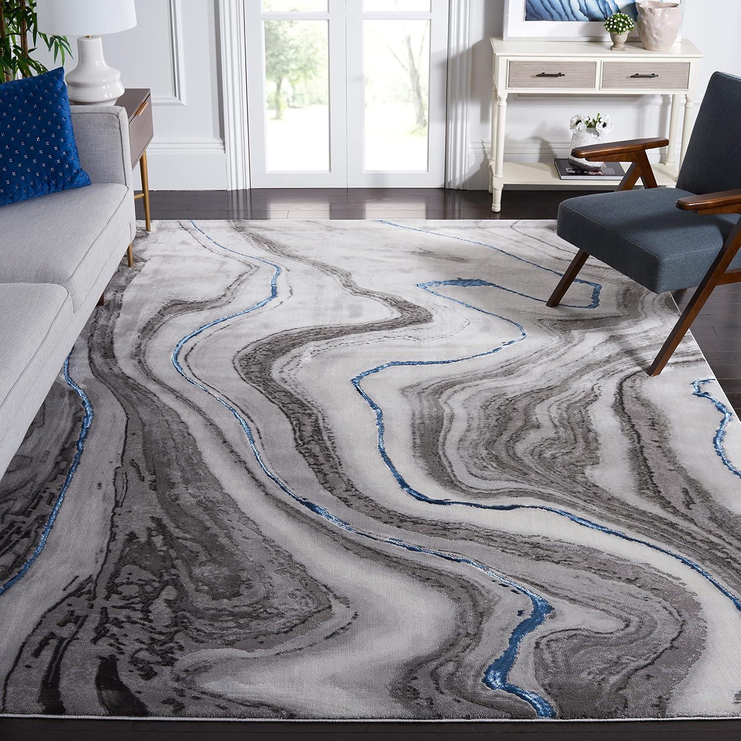 image:imageSAFAVIEH Craft Collection Area Rug 8 x 10 Grey amp Gold Modern Abstract Design NonShedding amp Easy Care Ideal for High Traffic Areas in Living Room Bedroom CFT819FGreyBlue