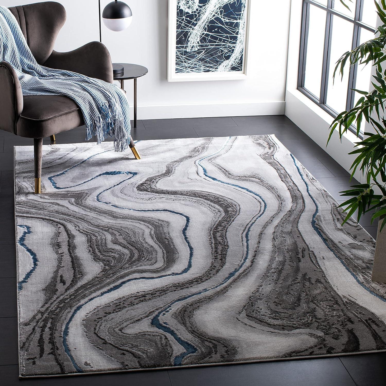 image:imageSAFAVIEH Craft Collection Area Rug 8 x 10 Grey amp Gold Modern Abstract Design NonShedding amp Easy Care Ideal for High Traffic Areas in Living Room Bedroom CFT819FGreyBlue