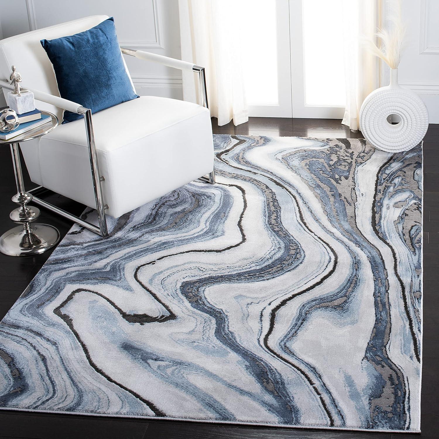 image:imageSAFAVIEH Craft Collection Area Rug 8 x 10 Grey amp Gold Modern Abstract Design NonShedding amp Easy Care Ideal for High Traffic Areas in Living Room Bedroom CFT819FBlueGrey