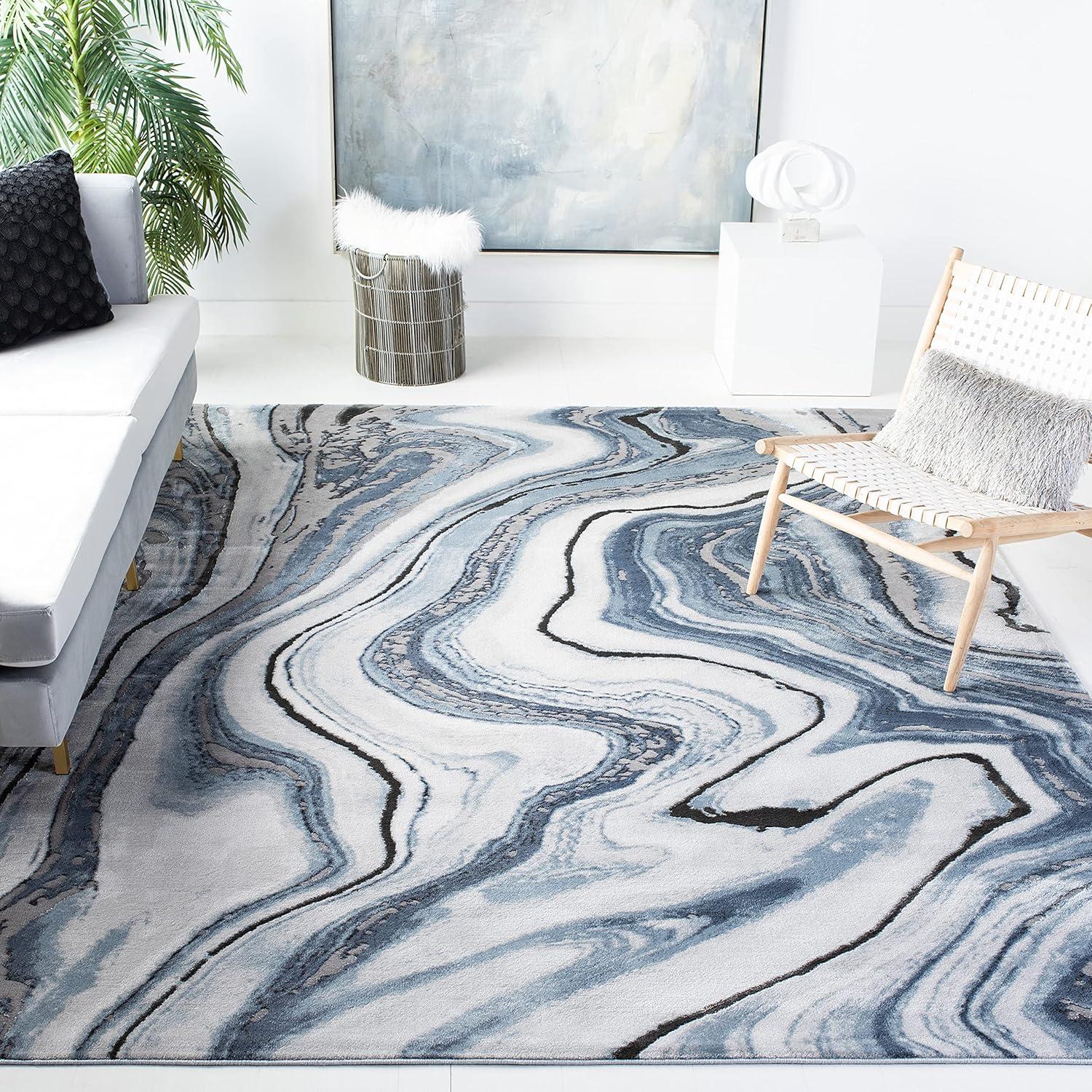 image:imageSAFAVIEH Craft Collection Area Rug 8 x 10 Grey amp Gold Modern Abstract Design NonShedding amp Easy Care Ideal for High Traffic Areas in Living Room Bedroom CFT819FBlueGrey