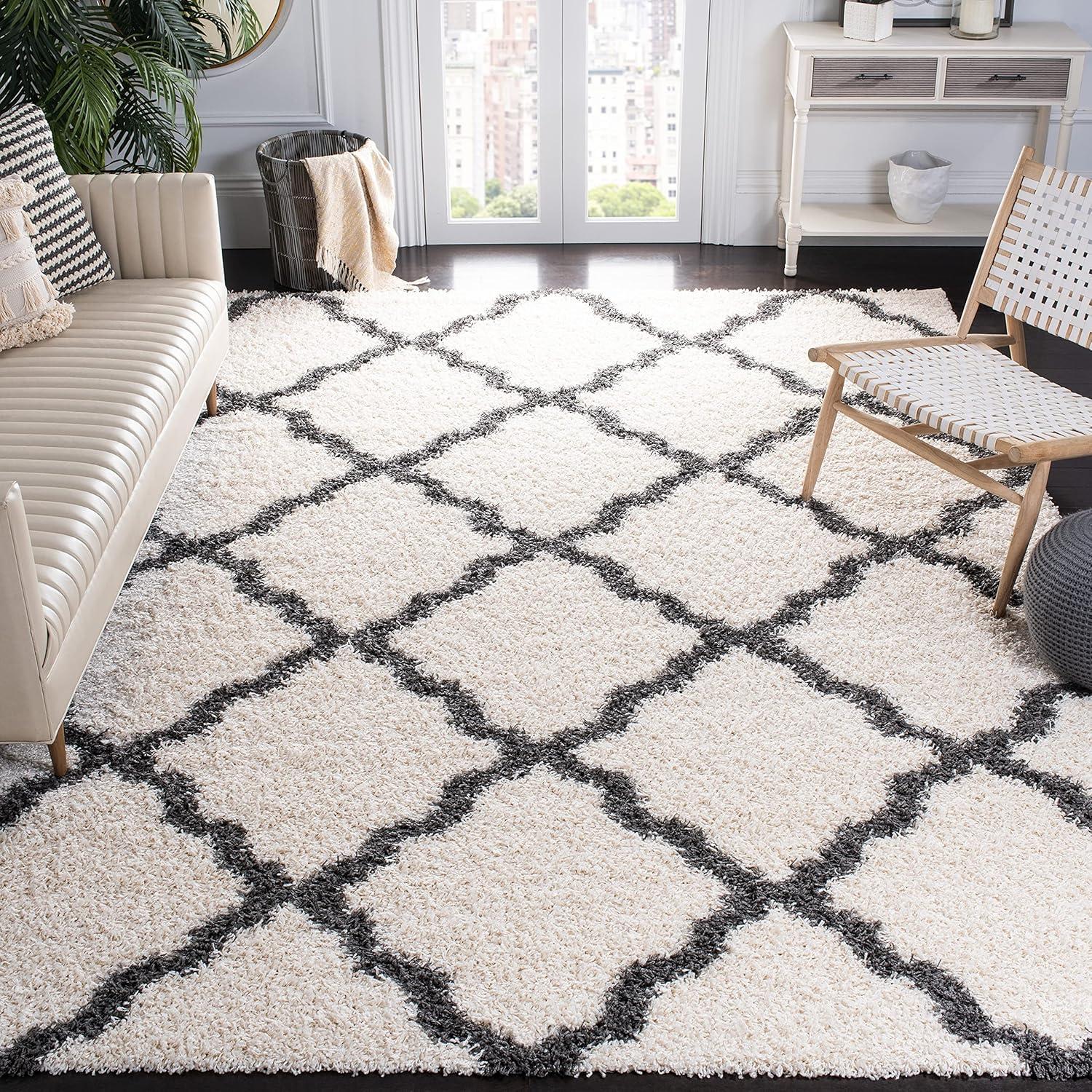 image:imageSAFAVIEH Dallas Shag Collection Area Rug 51 x 76 Seafoam amp Ivory Trellis Design NonShedding amp Easy Care 15inch Thick Ideal for High Traffic Areas in Living Room Bedroom SGD258CIvoryDark Grey
