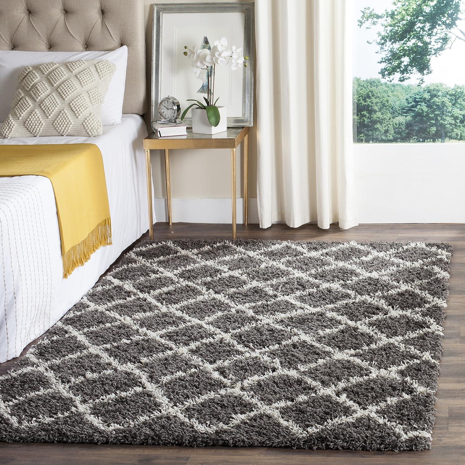 image:imageSAFAVIEH Dallas Shag Collection Area Rug 51 x 76 Seafoam amp Ivory Trellis Design NonShedding amp Easy Care 15inch Thick Ideal for High Traffic Areas in Living Room Bedroom SGD258CDark GreyIvory