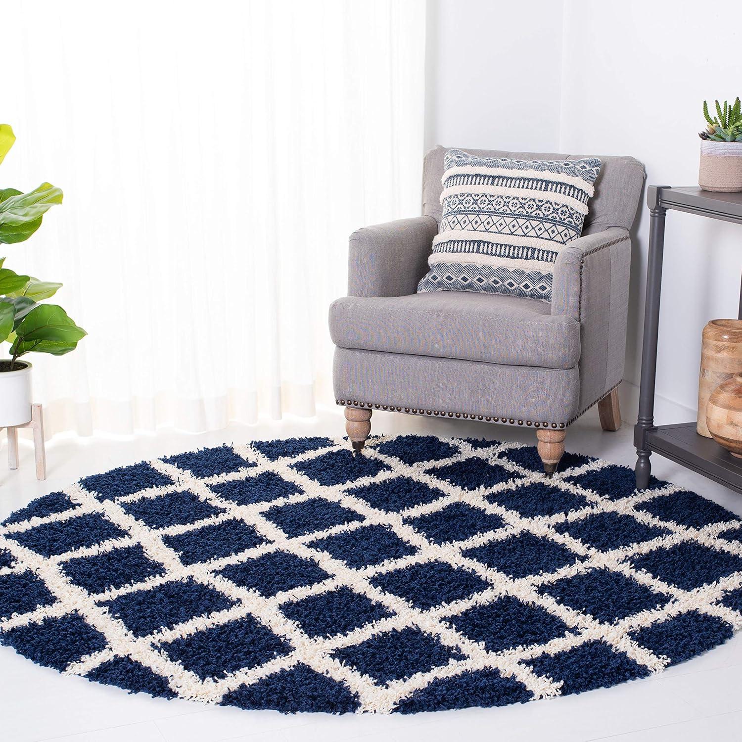 image:imageSAFAVIEH Dallas Shag Collection Area Rug 51 x 76 Seafoam amp Ivory Trellis Design NonShedding amp Easy Care 15inch Thick Ideal for High Traffic Areas in Living Room Bedroom SGD258CNavyIvory