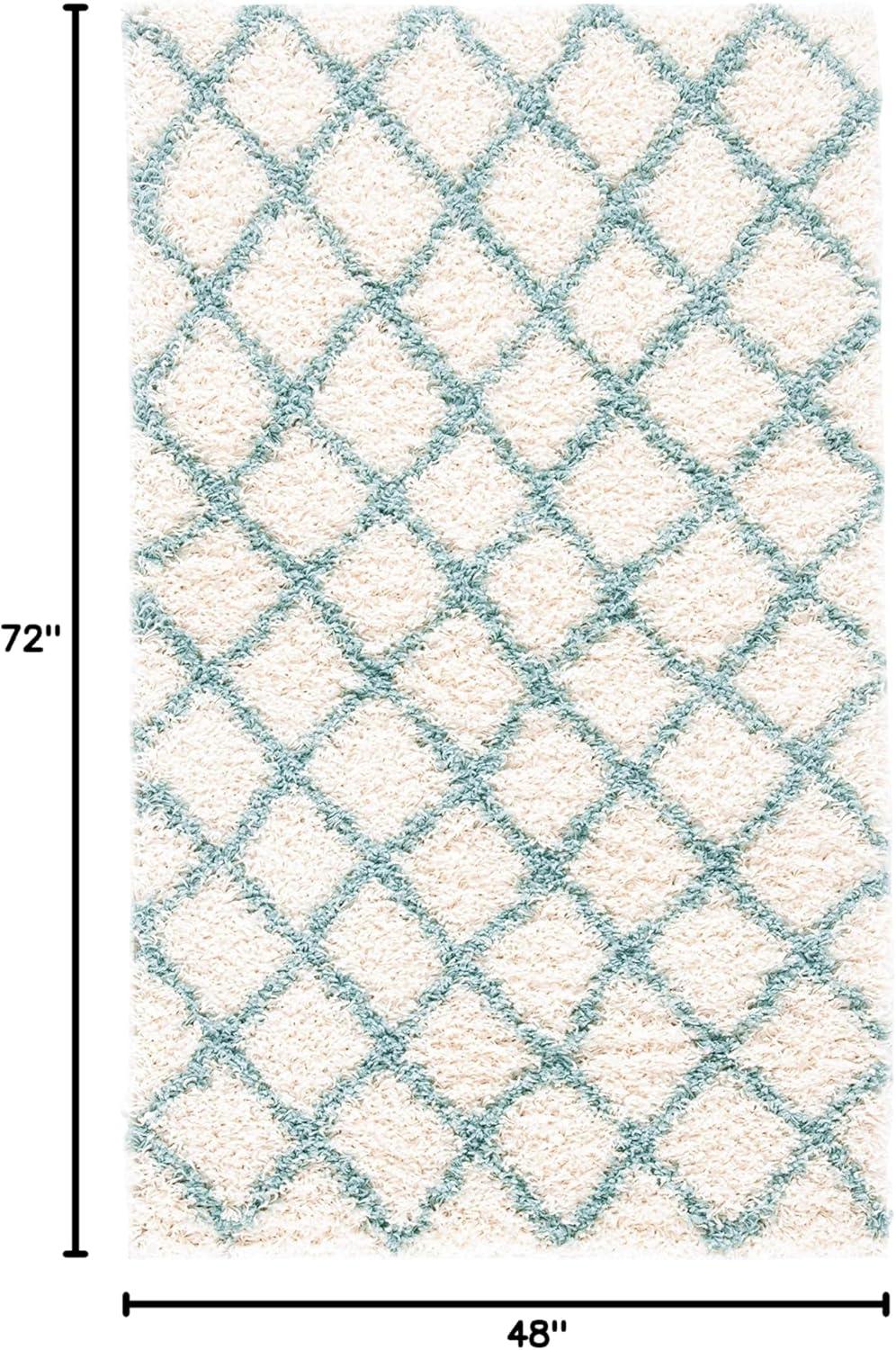 image:imageSAFAVIEH Dallas Shag Collection Area Rug 51 x 76 Seafoam amp Ivory Trellis Design NonShedding amp Easy Care 15inch Thick Ideal for High Traffic Areas in Living Room Bedroom SGD258CIvorySeafoam