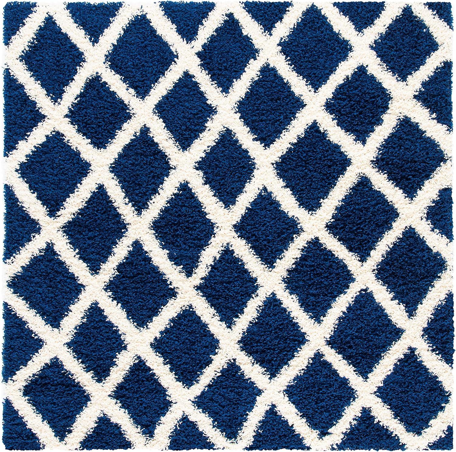 image:imageSAFAVIEH Dallas Shag Collection Area Rug 51 x 76 Seafoam amp Ivory Trellis Design NonShedding amp Easy Care 15inch Thick Ideal for High Traffic Areas in Living Room Bedroom SGD258CNavyIvory