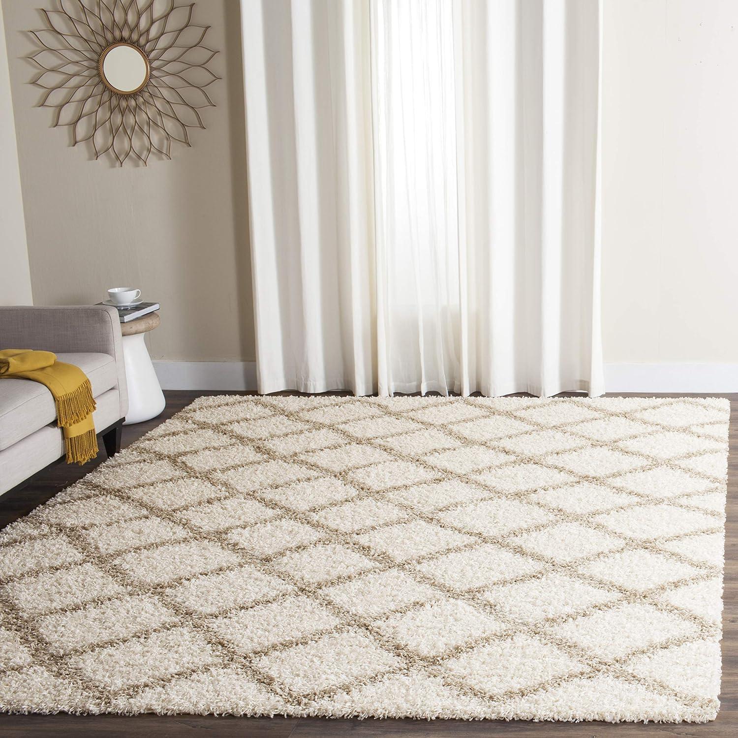 image:imageSAFAVIEH Dallas Shag Collection Area Rug 51 x 76 Seafoam amp Ivory Trellis Design NonShedding amp Easy Care 15inch Thick Ideal for High Traffic Areas in Living Room Bedroom SGD258CIvoryBeige