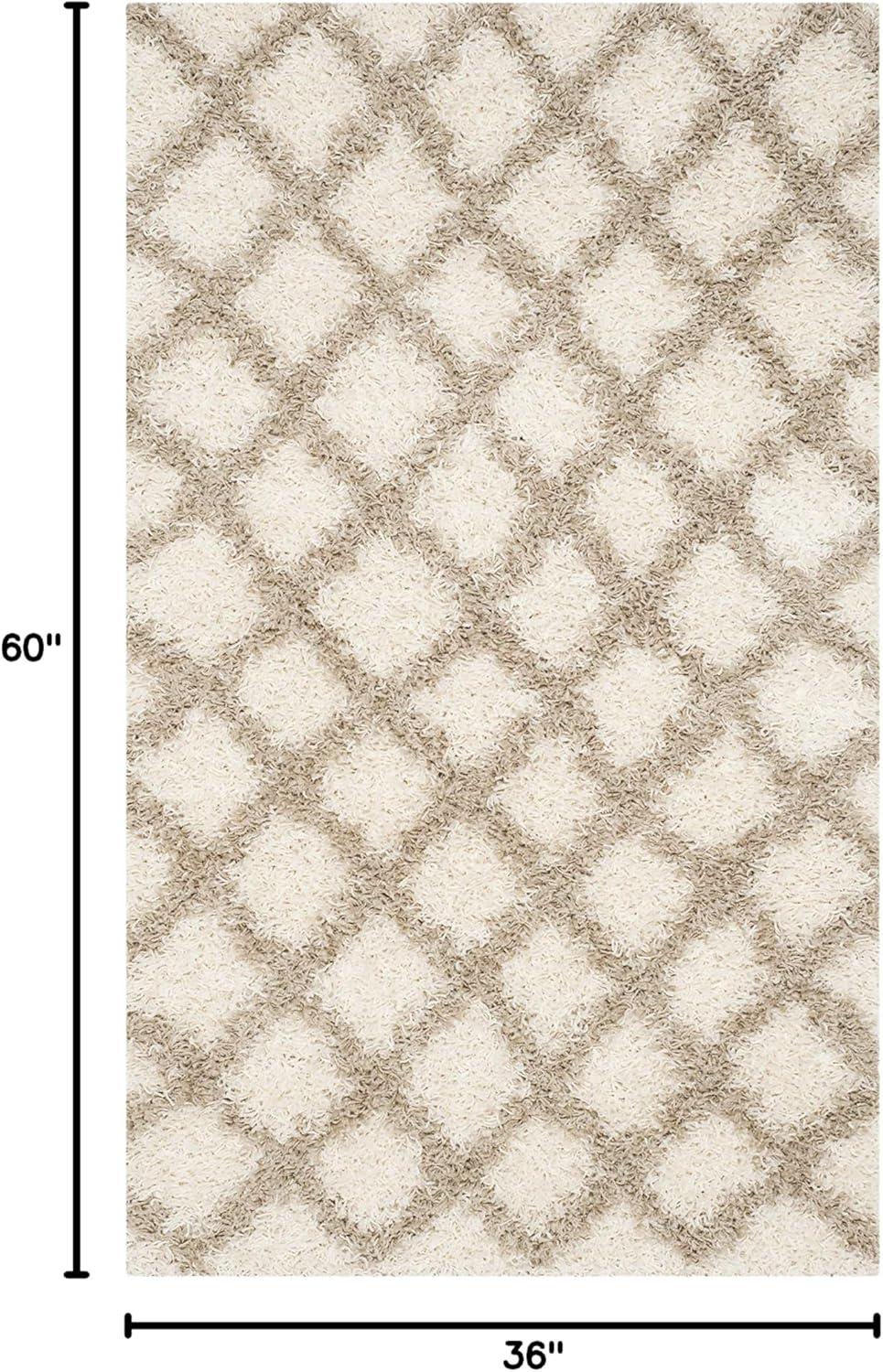 image:imageSAFAVIEH Dallas Shag Collection Area Rug 51 x 76 Seafoam amp Ivory Trellis Design NonShedding amp Easy Care 15inch Thick Ideal for High Traffic Areas in Living Room Bedroom SGD258CIvoryBeige