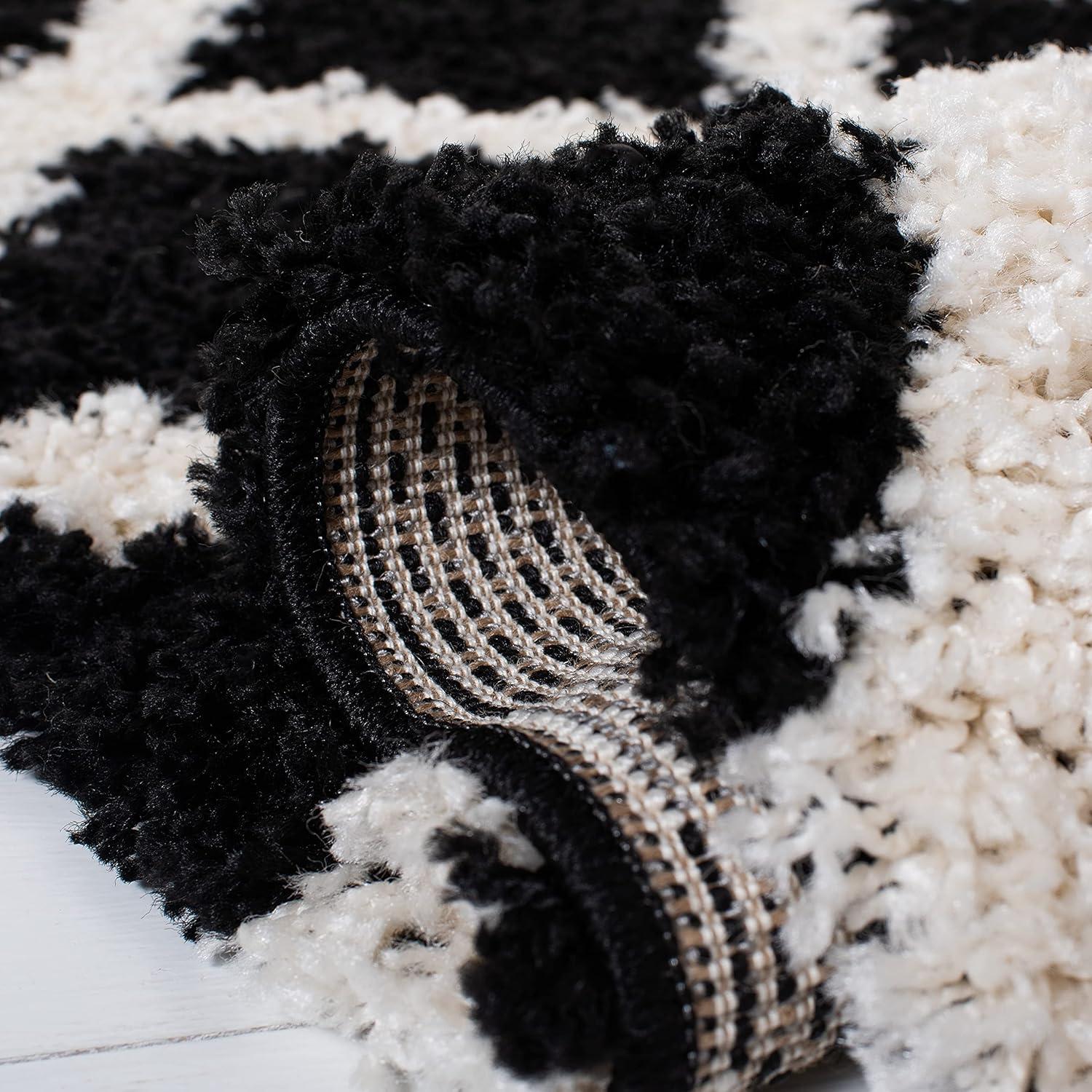 image:imageSAFAVIEH Dallas Shag Collection Area Rug 51 x 76 Seafoam amp Ivory Trellis Design NonShedding amp Easy Care 15inch Thick Ideal for High Traffic Areas in Living Room Bedroom SGD258CBlackIvory