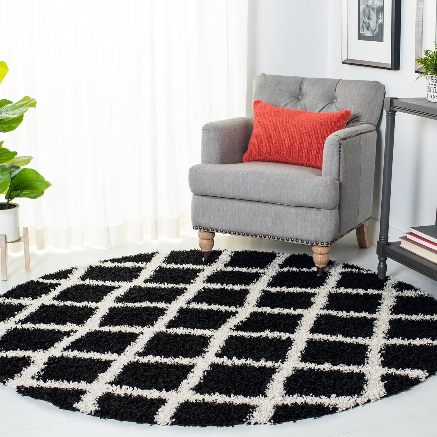 image:imageSAFAVIEH Dallas Shag Collection Area Rug 51 x 76 Seafoam amp Ivory Trellis Design NonShedding amp Easy Care 15inch Thick Ideal for High Traffic Areas in Living Room Bedroom SGD258CBlackIvory