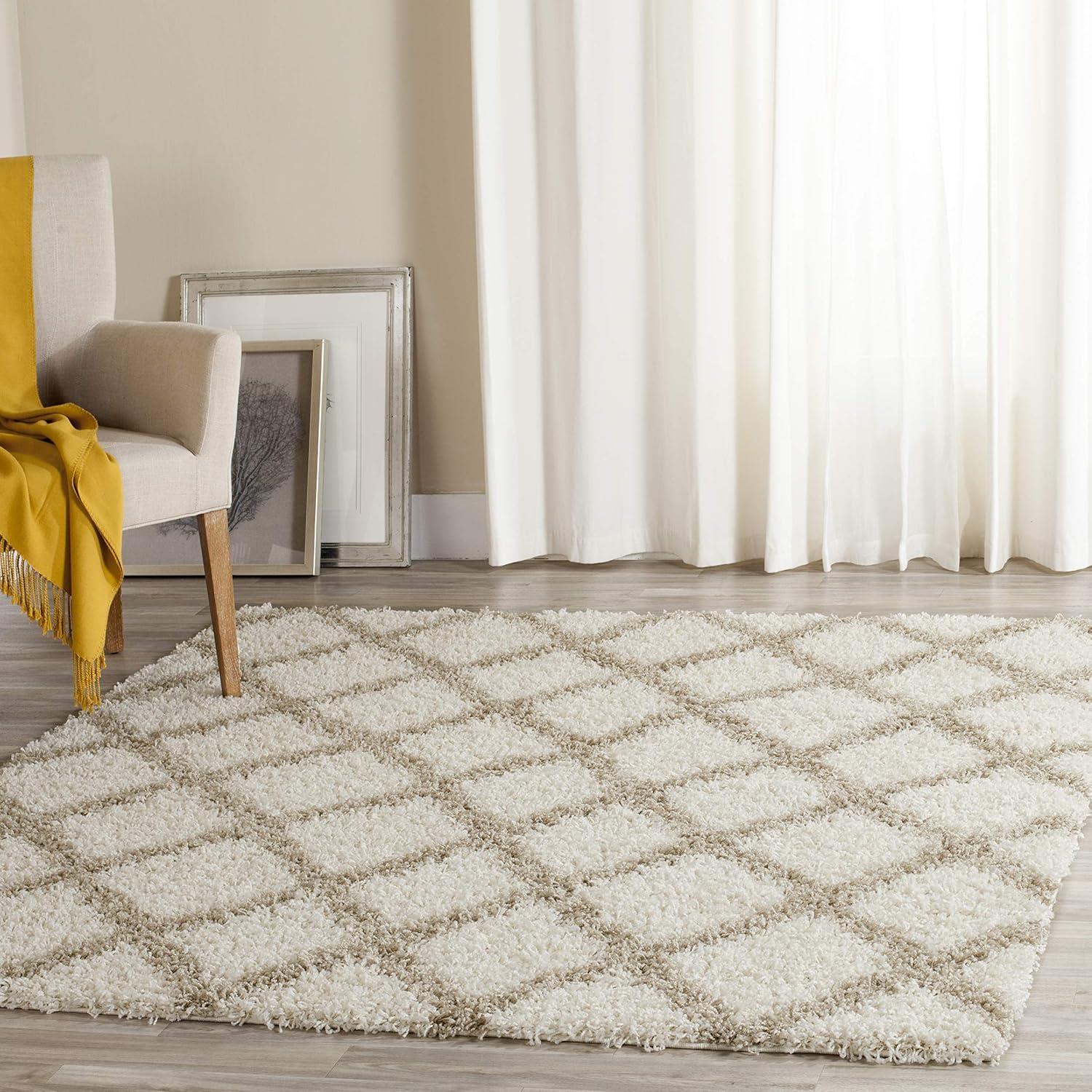 image:imageSAFAVIEH Dallas Shag Collection Area Rug 51 x 76 Seafoam amp Ivory Trellis Design NonShedding amp Easy Care 15inch Thick Ideal for High Traffic Areas in Living Room Bedroom SGD258CIvoryBeige